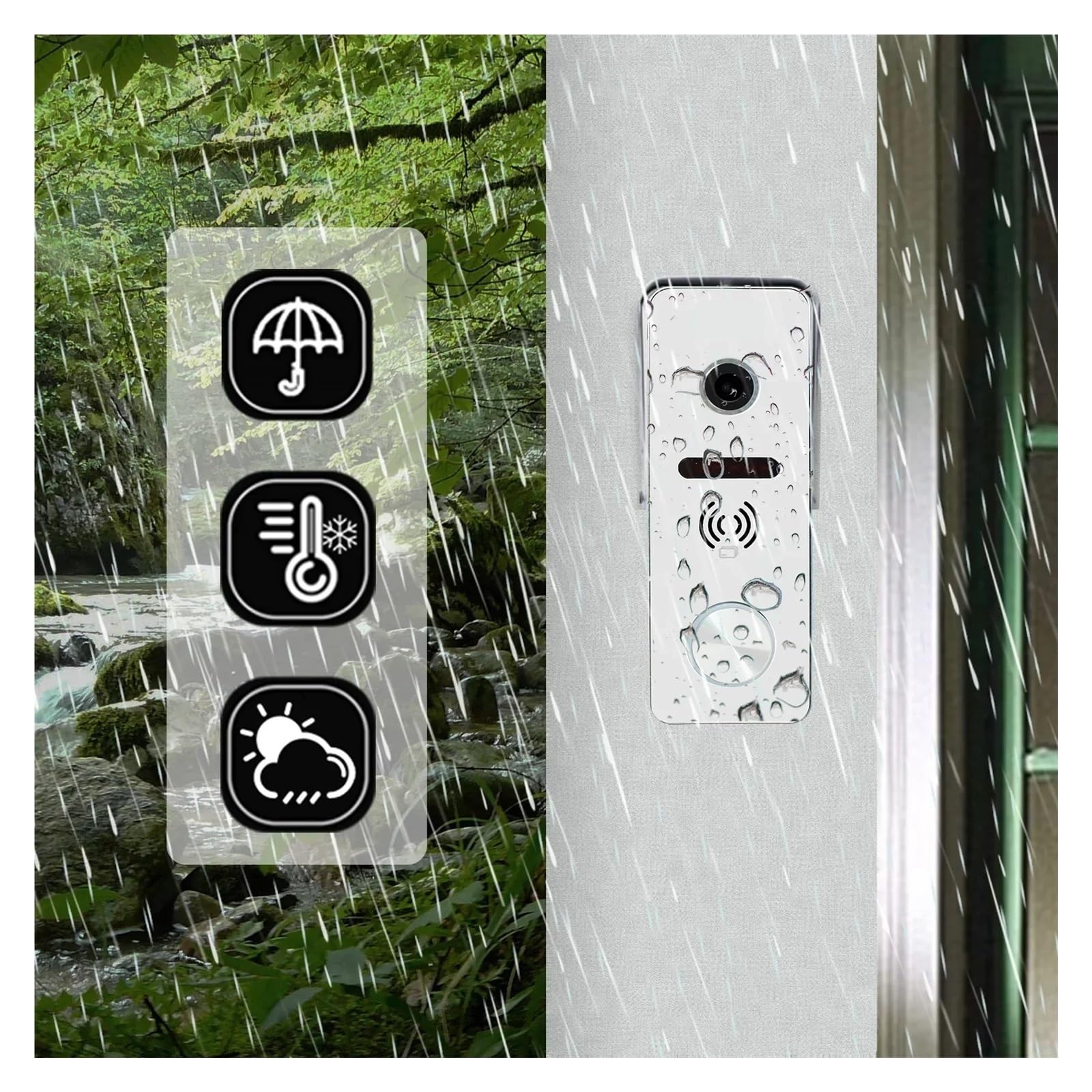 Tuya 7 Pouces vidéo interphone Intelligent 1080p Potro électronique sécurité Garde WiFi Sonnette 160 ° IC caméra Carte déverrouillage Grand Angle(1S v 1W)