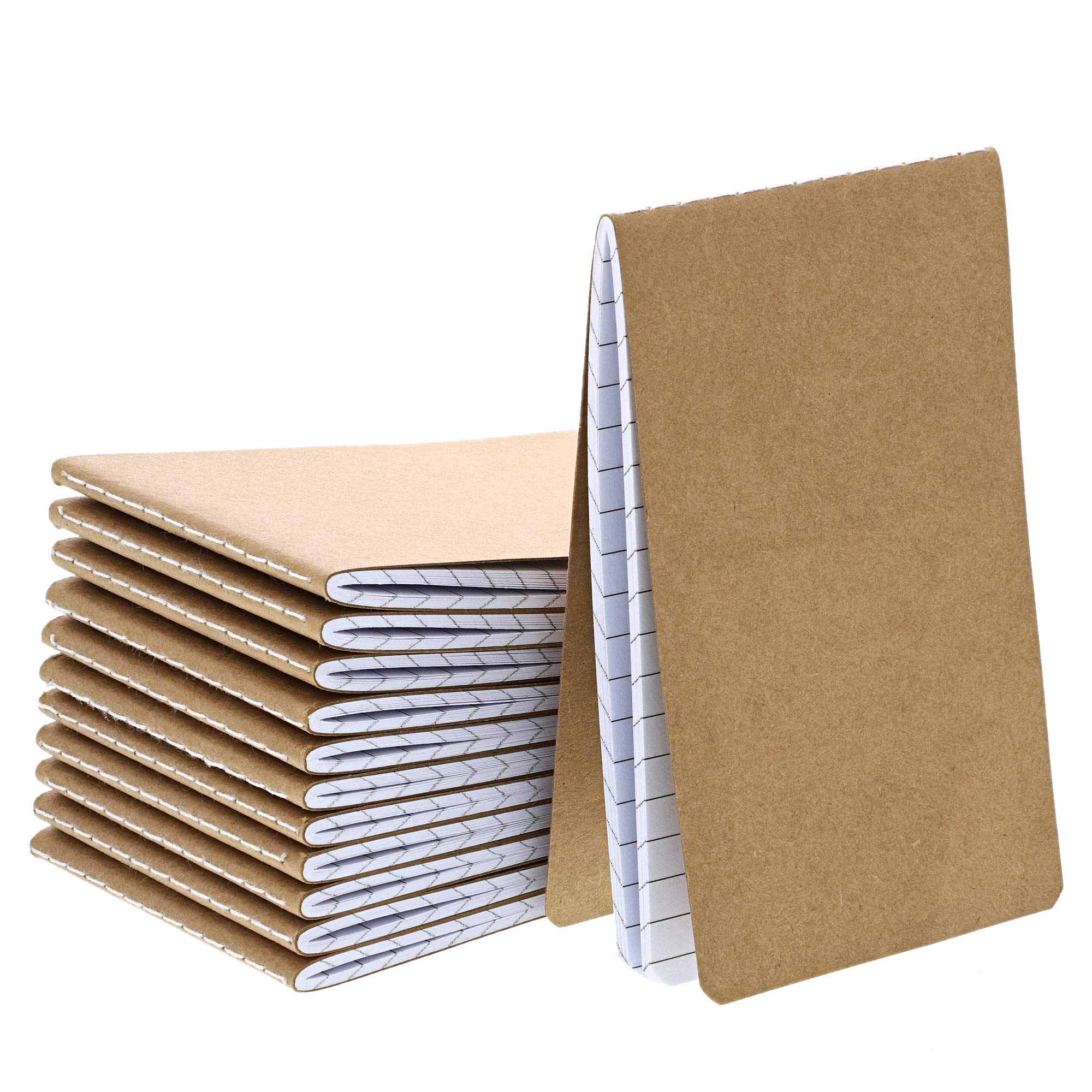 Paper Junkie12 Pack Tactical Size top Bound Kraft Book, Kraft Cover no Printing, Round Corner, Sewn top Binding - Brown, 2.8" x 4.6", (6.8 x 11.4 cm)