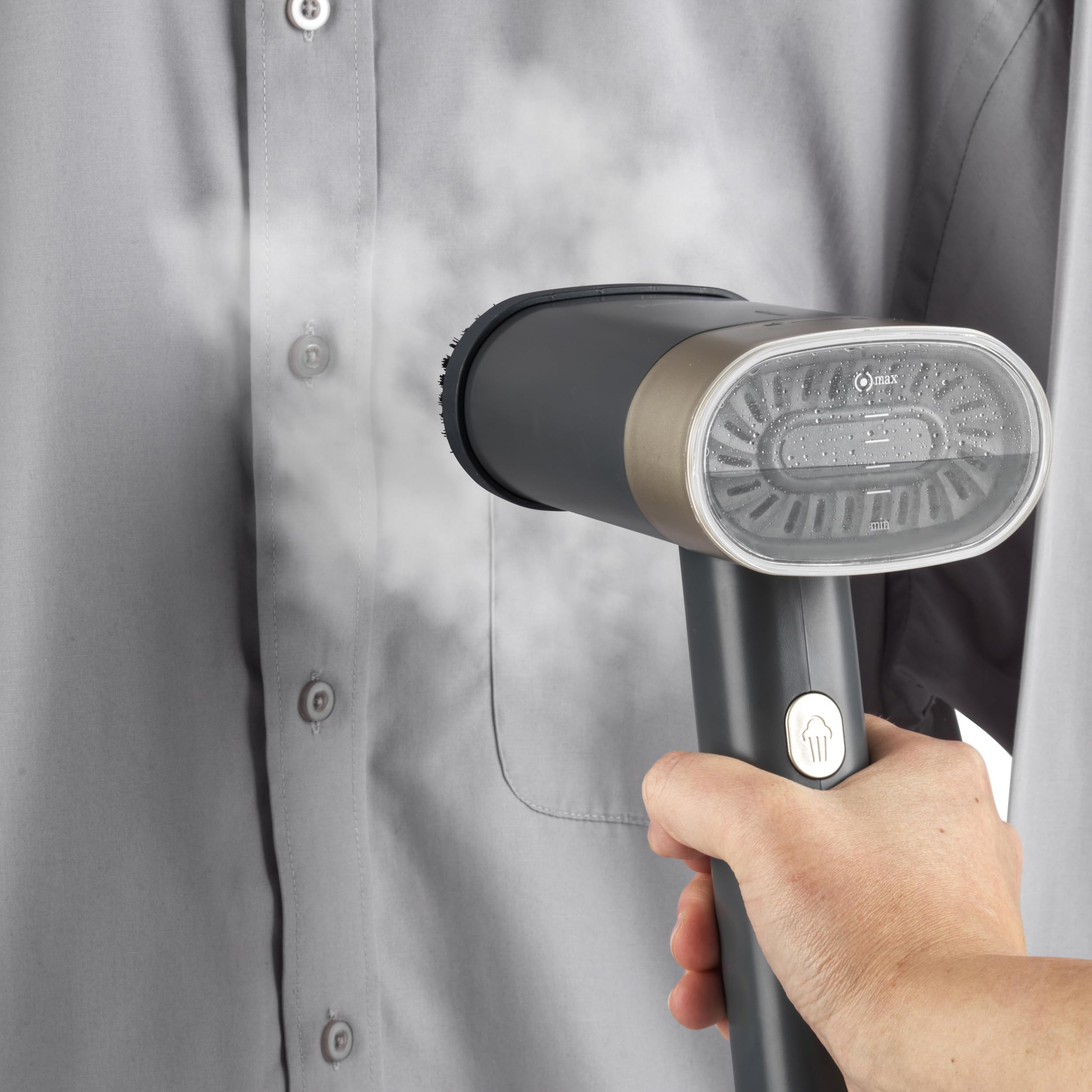 Petra PF01608VDE Fold-Away Garment Steamer - Handheld Travel Clothes Steamer, Foldable Handle, 100ml, Mini Wrinkle Remover, Lightweight, Portable, 1200W, 30 Second Heat Up, No Ironing Board Needed