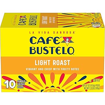 Cafe Bustelo Light Roast, Single Serve Coffee Pods, 10 Count Pack of 1