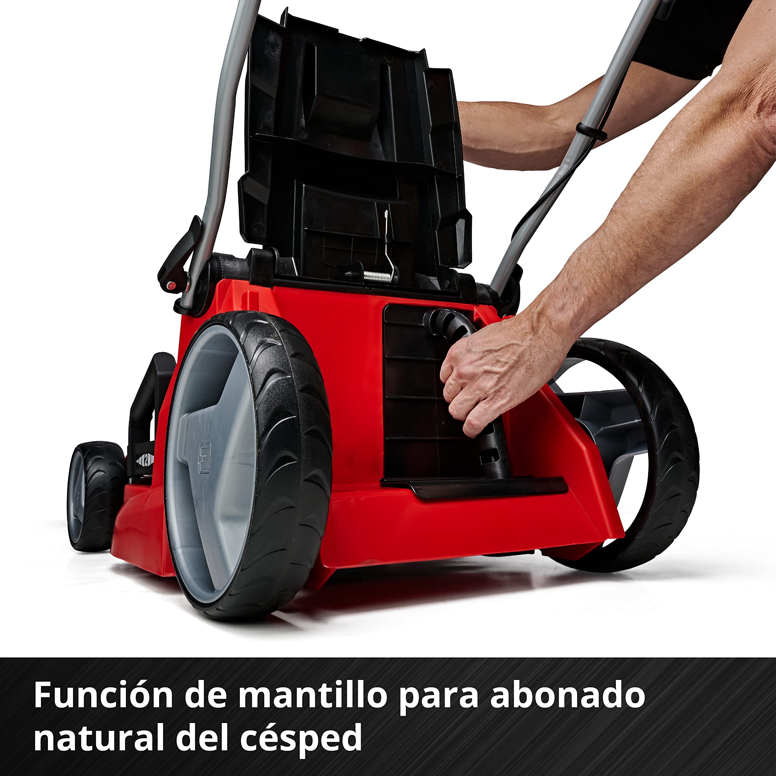 Einhell Cortacésped a batería GE-CM 43 Li M Kit Power X-Change (36V, 43 cm Ancho de Corte, hasta 600 m², Brushless, función de Mulching, 63L Bolsa recolectora, con 2X 4,0 Ah baterías y 2X Cargadores)