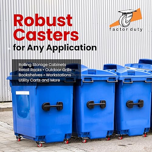 Miniatura 6 de Paquete de 8 ruedas giratorias de poliuretano rojo con capacidad para hasta 1,000 libras