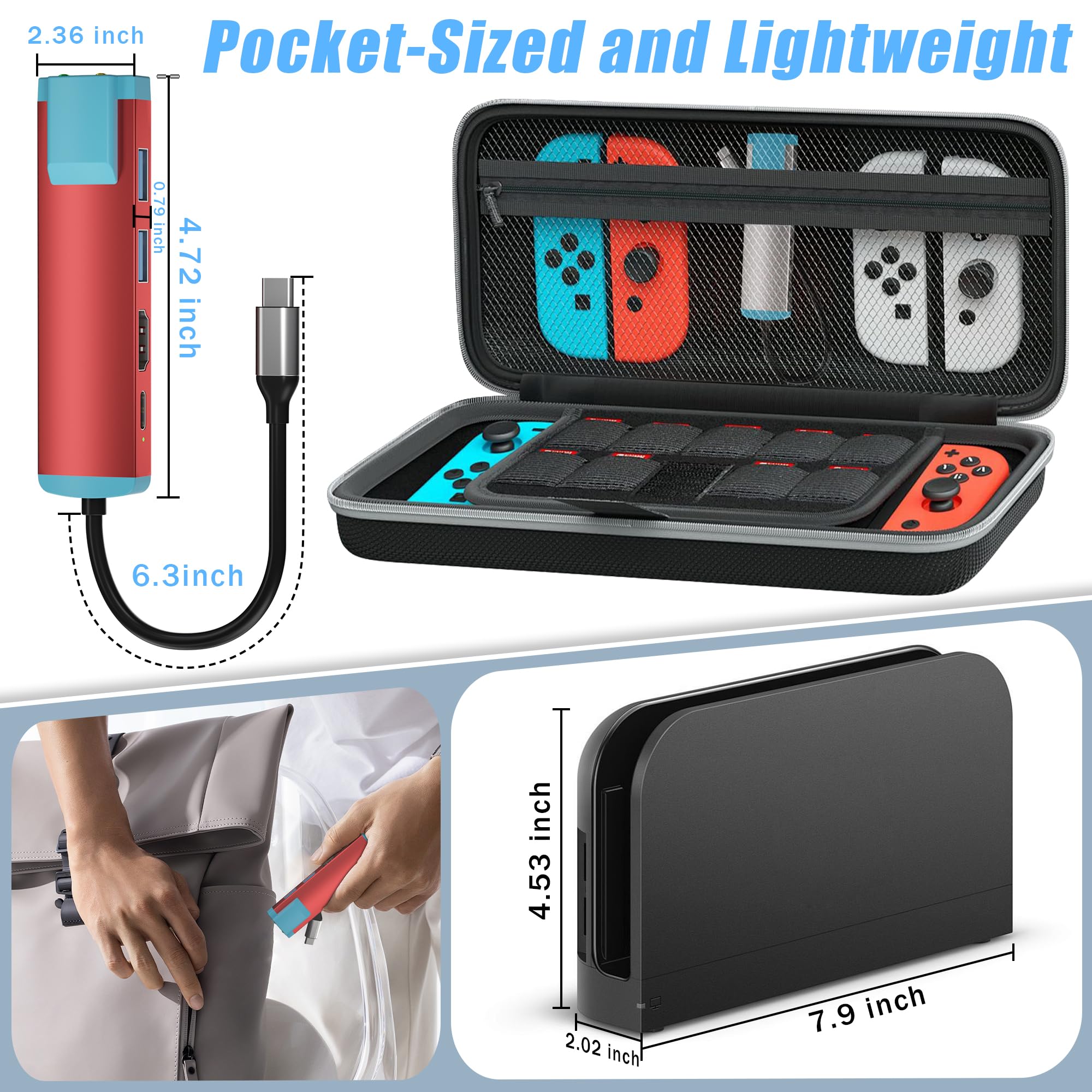 USB C Switch 2 Dock, adattatore HDMI 4K a 60 Hz con porta PD/USB 3.0/Gigabit Ethernet, dock di ricambio per interruttore/switch OLED/Steam Deck/ROG Xbox Ally X/Legion Go