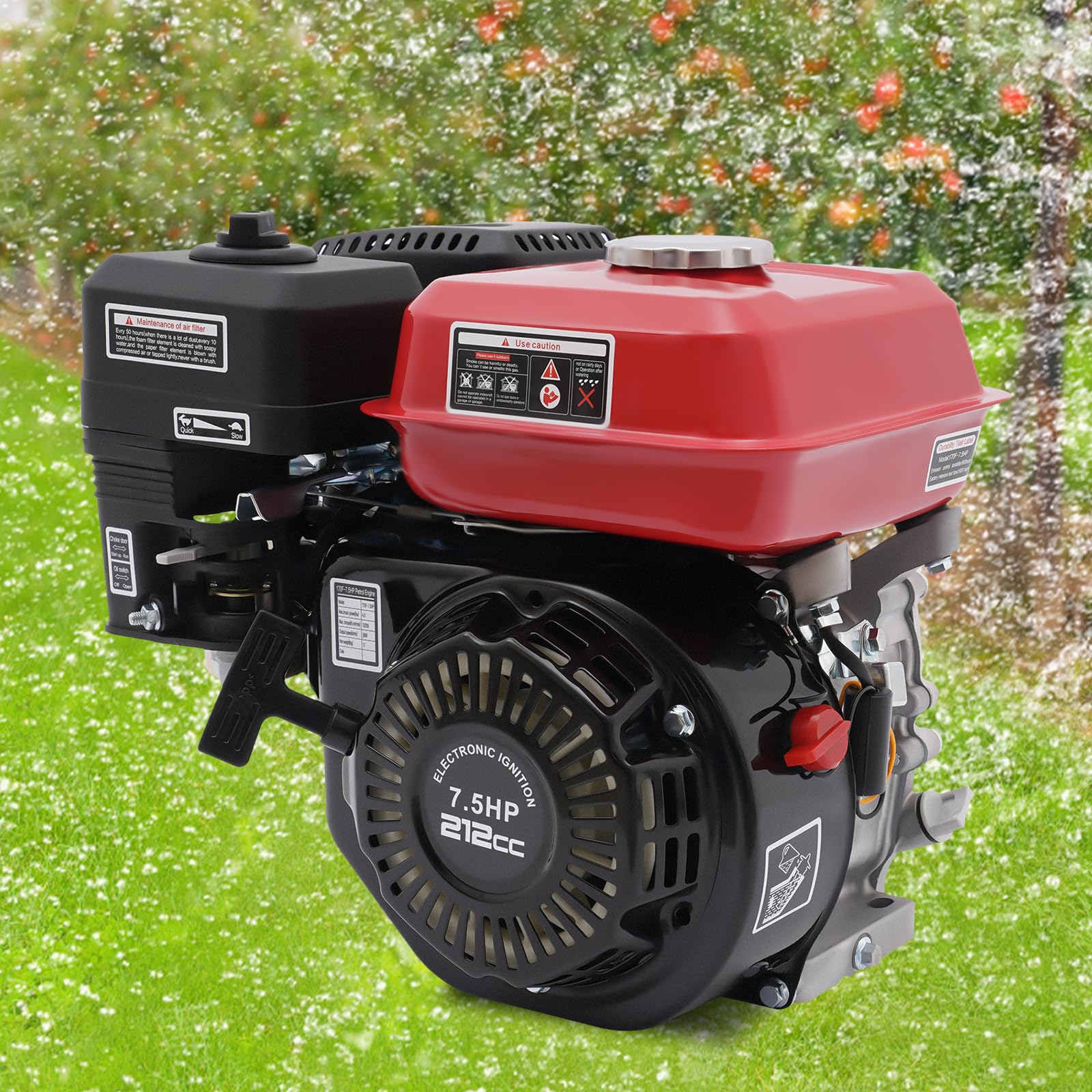 Motore a benzina da 7,5 CV, 4000 W, 4 tempi, Go Kart con motore, benzina, 212 ccm, per tosaerba, pompa dell'acqua, vibrazione, generatore, potente efficiente, durevole, raffreddato ad aria