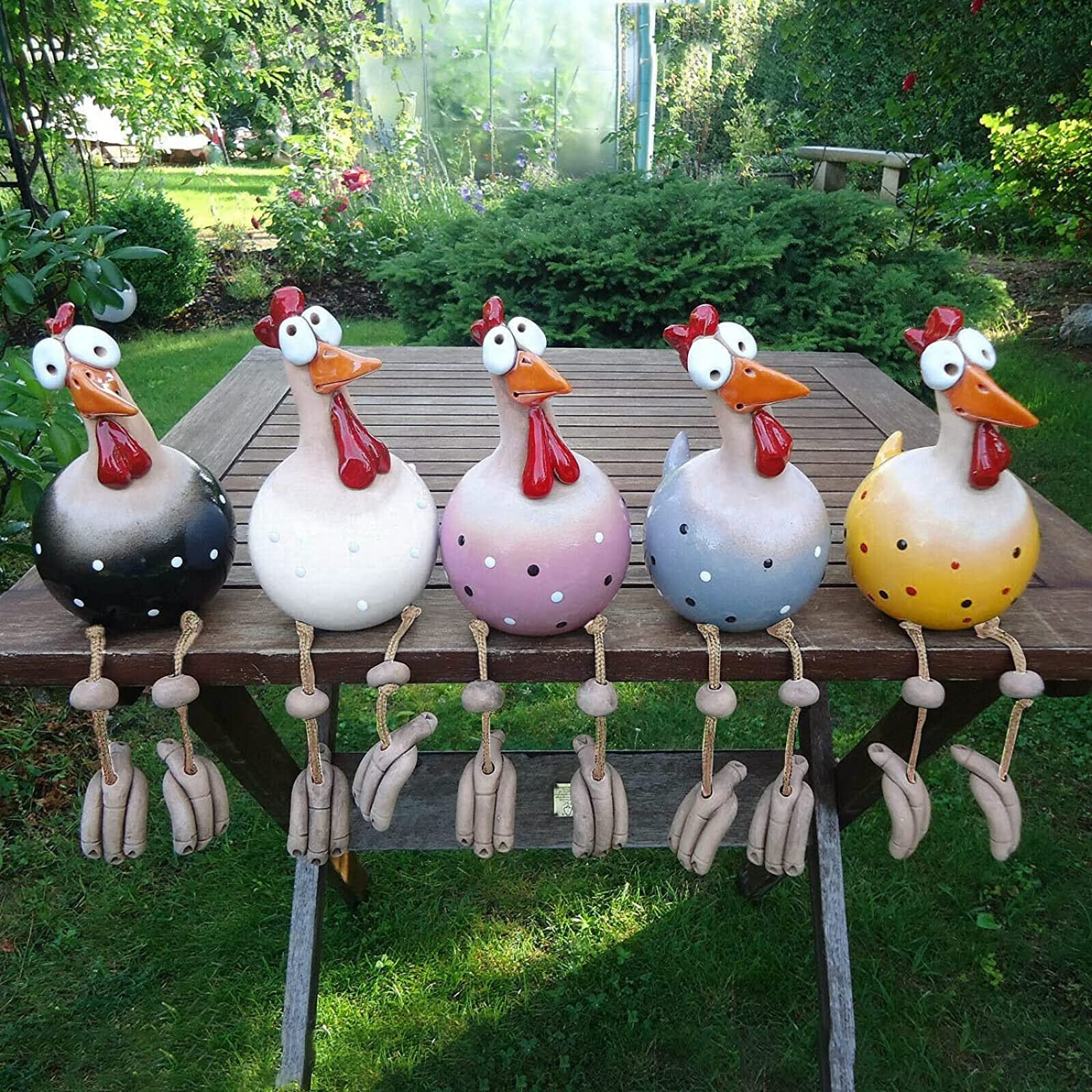 Yardwe 2 stuks tuinstekers tuinfiguren haan kip figuur tuindecoratie dieren steker decoratiefiguur tuin standbeeld sculptuur acryl hekkruk gazon terras decoratie binnenplaats decoratie