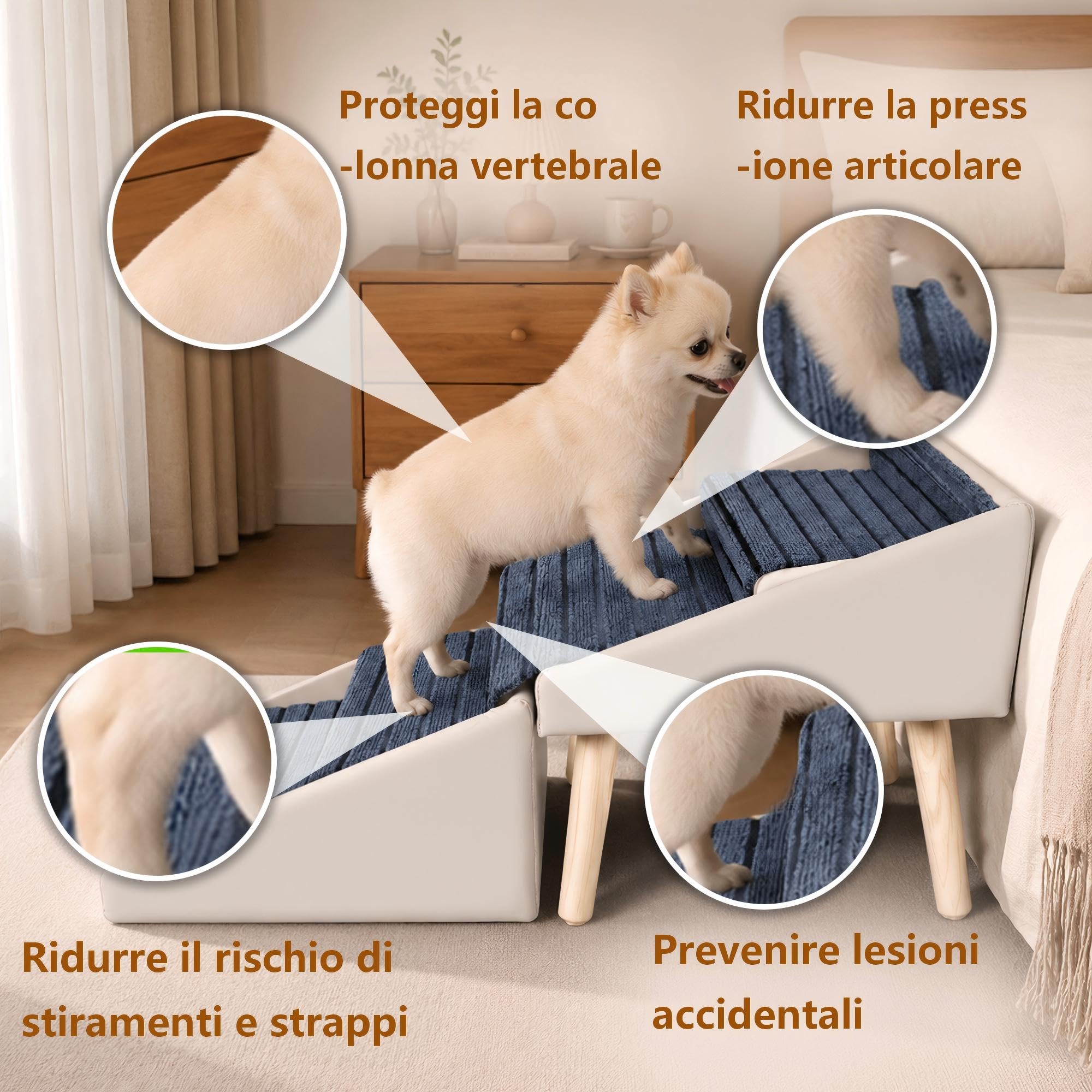 Scala E Rampe 2-In-1 Per Cani Pieghevole Utilizzabile Anche Come Sgabello