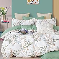 Vista 14 de Juego de funda de edredón de 100 % algodón, tamaño King, color azul océano reversible con cierre de botón, juego de ropa de cama azul marino