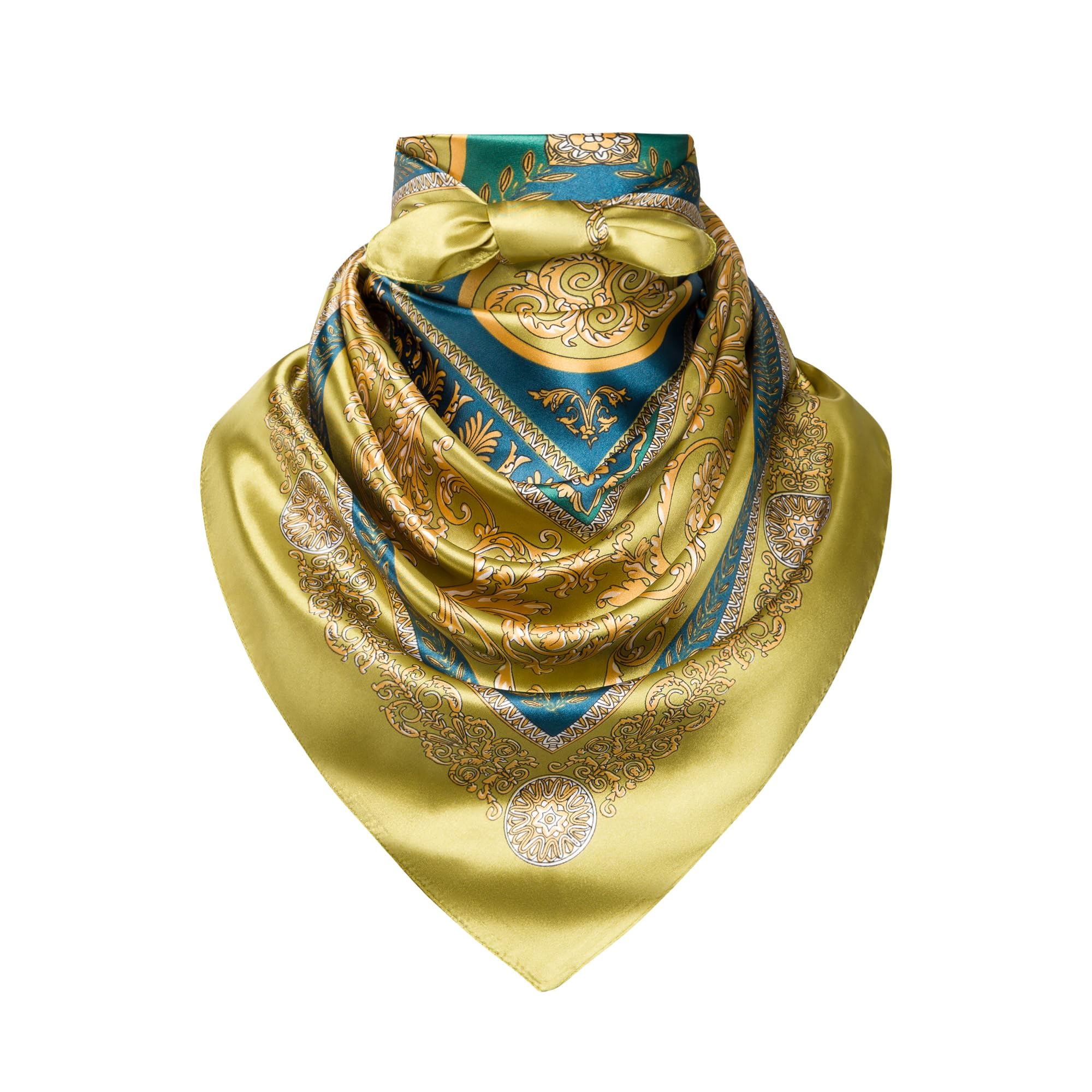 35" Men's Silk Cowboy Scarf - Oversized Western Bandana Neckwear, Large Square Scarf with Gift Packaging