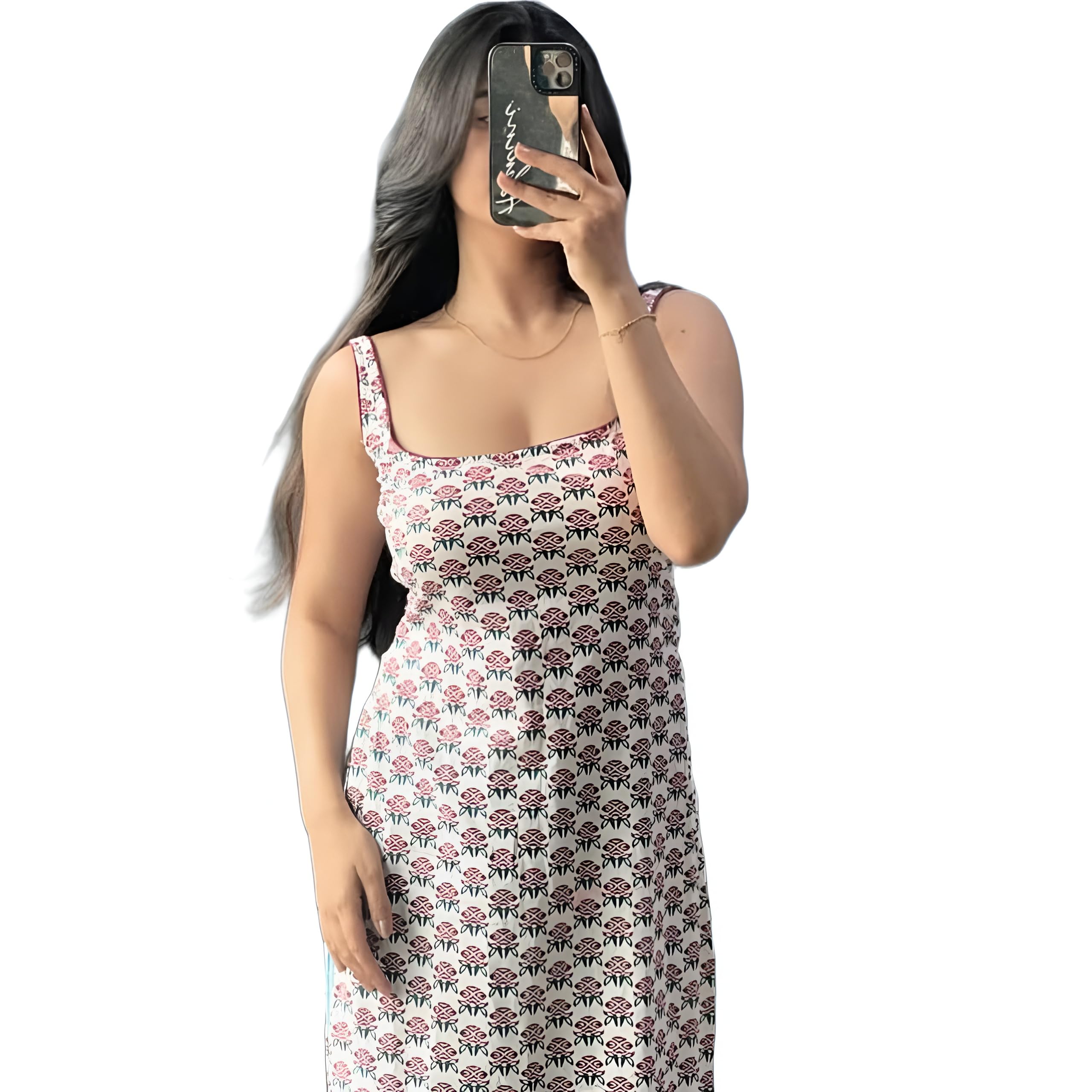 Women's Floral Print Square Neck Sleeveless Dress, Pink and White Rose Pattern-picture-35