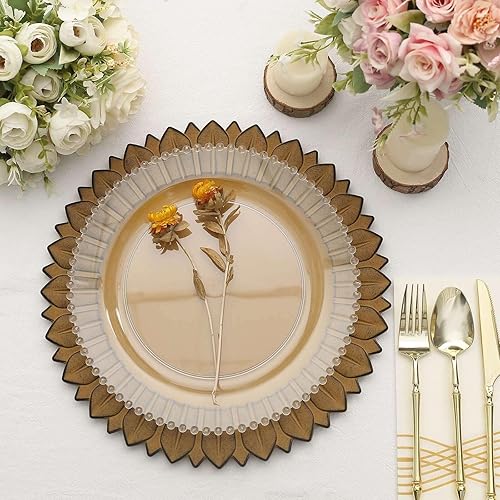 Miniatura 5 de Efavormart - Paquete de 6 platos de plástico para cena de 13 pulgadas, color amarillo mostaza mate, bandejas redondas desechables para servir