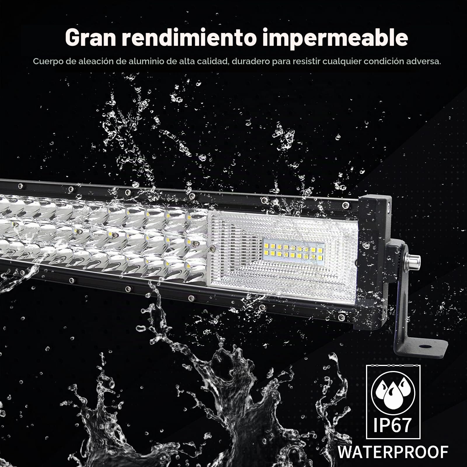 SKYWORLD 52 Pulgadas 132 cm 675W Curva barra de luz led y 12V kit de cableado, Barra de luz LED de trabajo, 2x 5 pulgadas 135W Barra Led 4x4 foco proyector led para todoterreno camión coche tractor