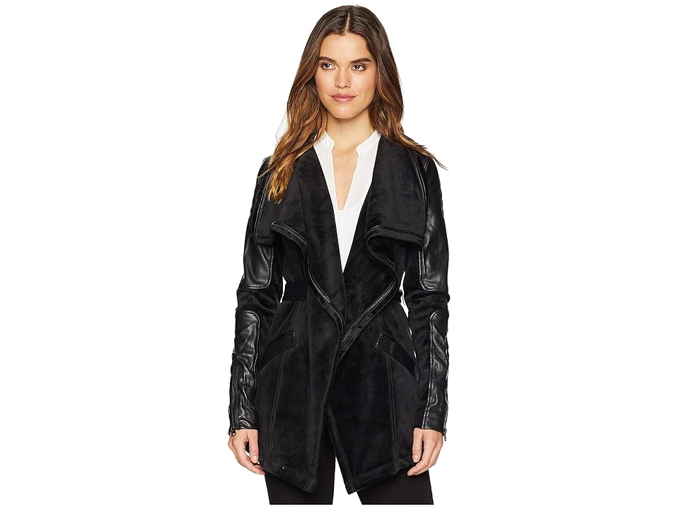 

Blanc Noir Drape Velour Jacket (Black) Women's Coat