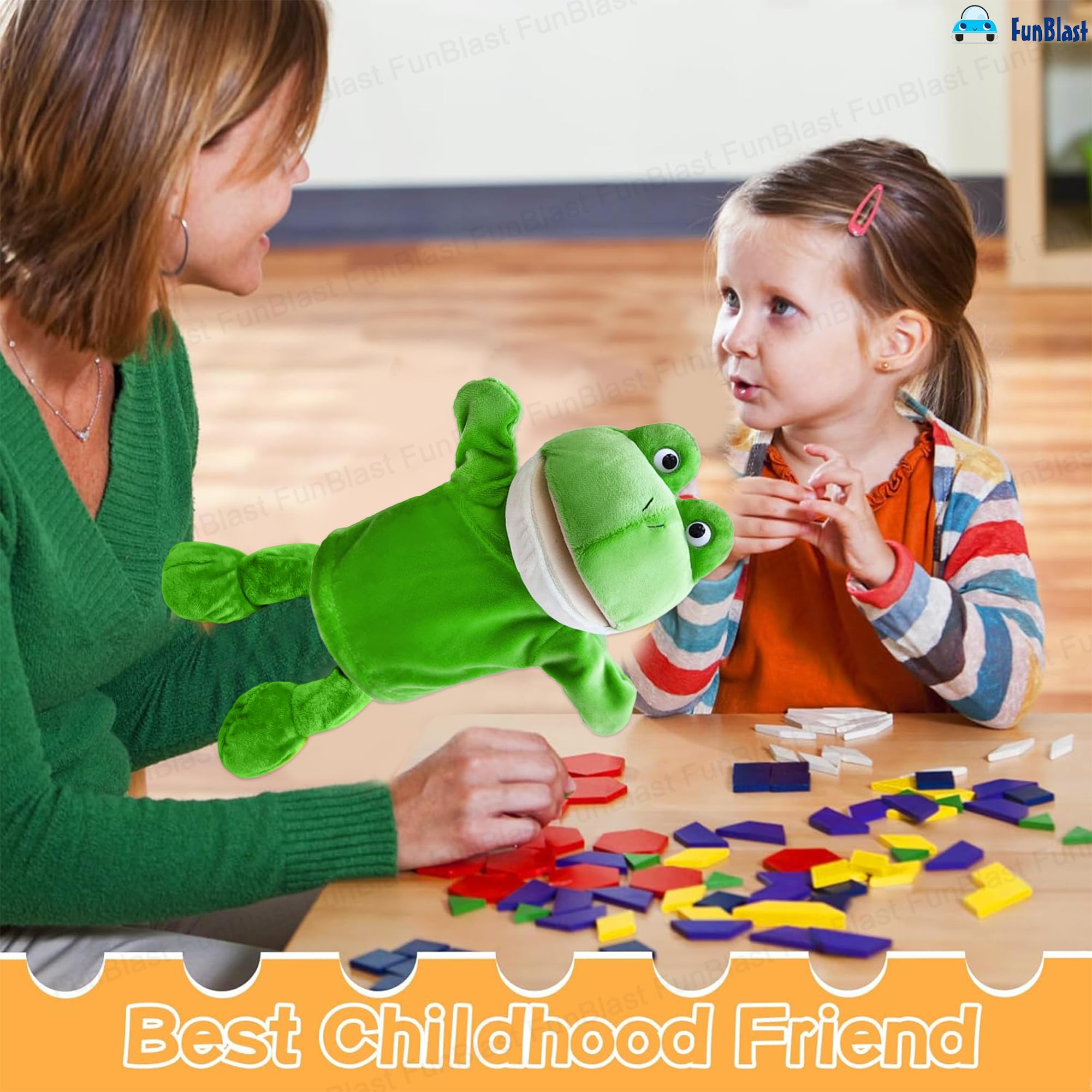 FunBlast Hand Puppets for Kids - Cute Animal Soft & Interactive Plush Puppets for Storytelling, Role Play & Learning Toys, Perfect for Toddlers & Children (Frog) 3