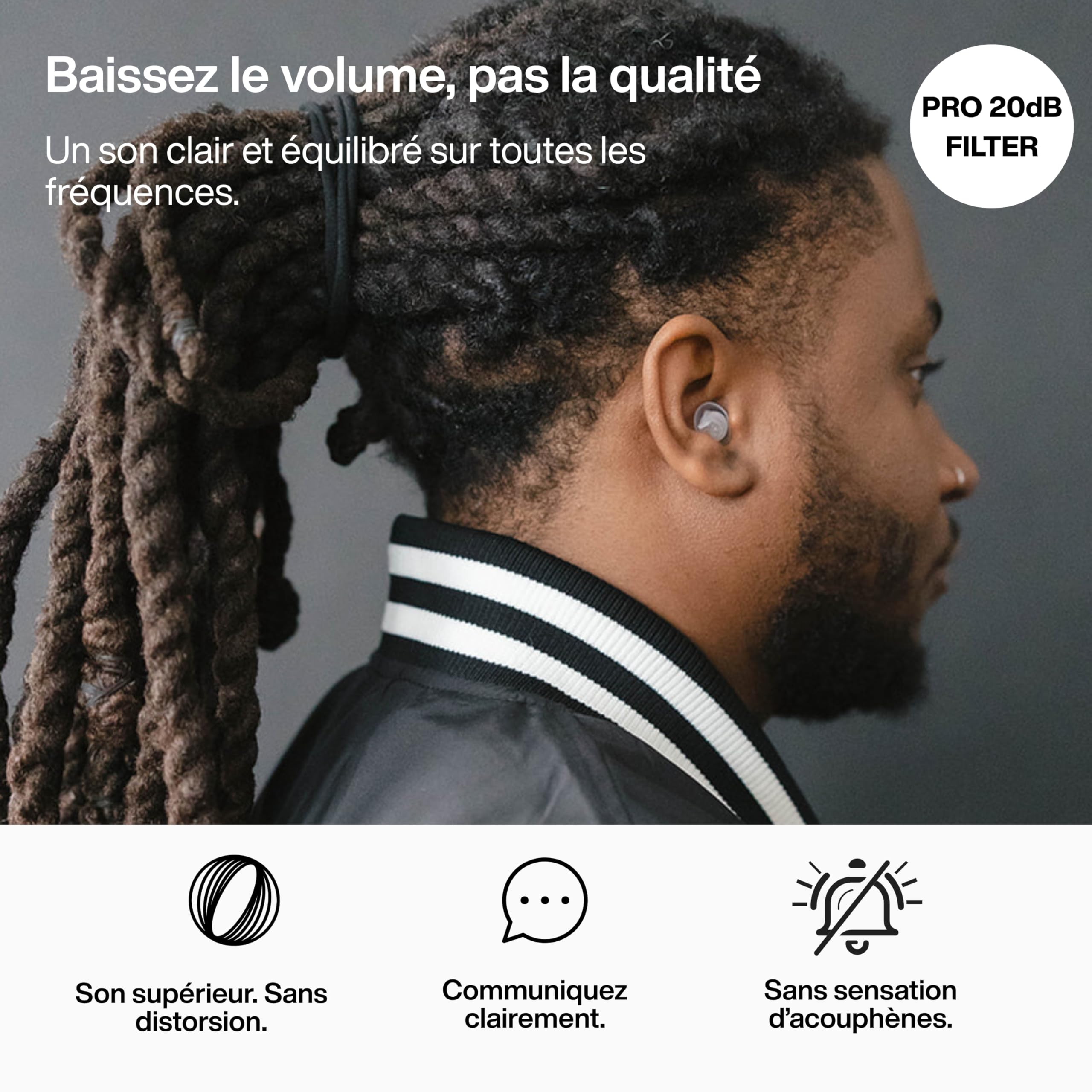EarPeace Music PRO Protection Auditive Musicien - Bouchons d'Oreille Anti Bruit Haute Protection 20dB