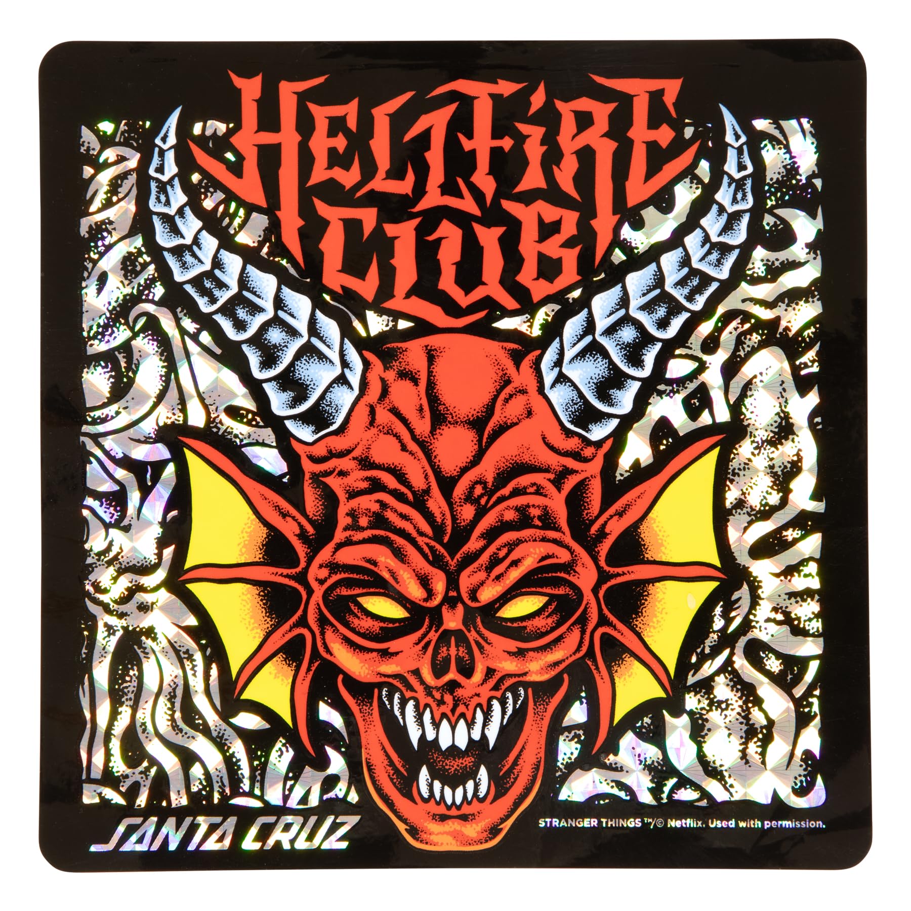Santa Cruz Stranger Things Hellfire Club Flames Planche de skateboard 22,9 x 81,3 cm