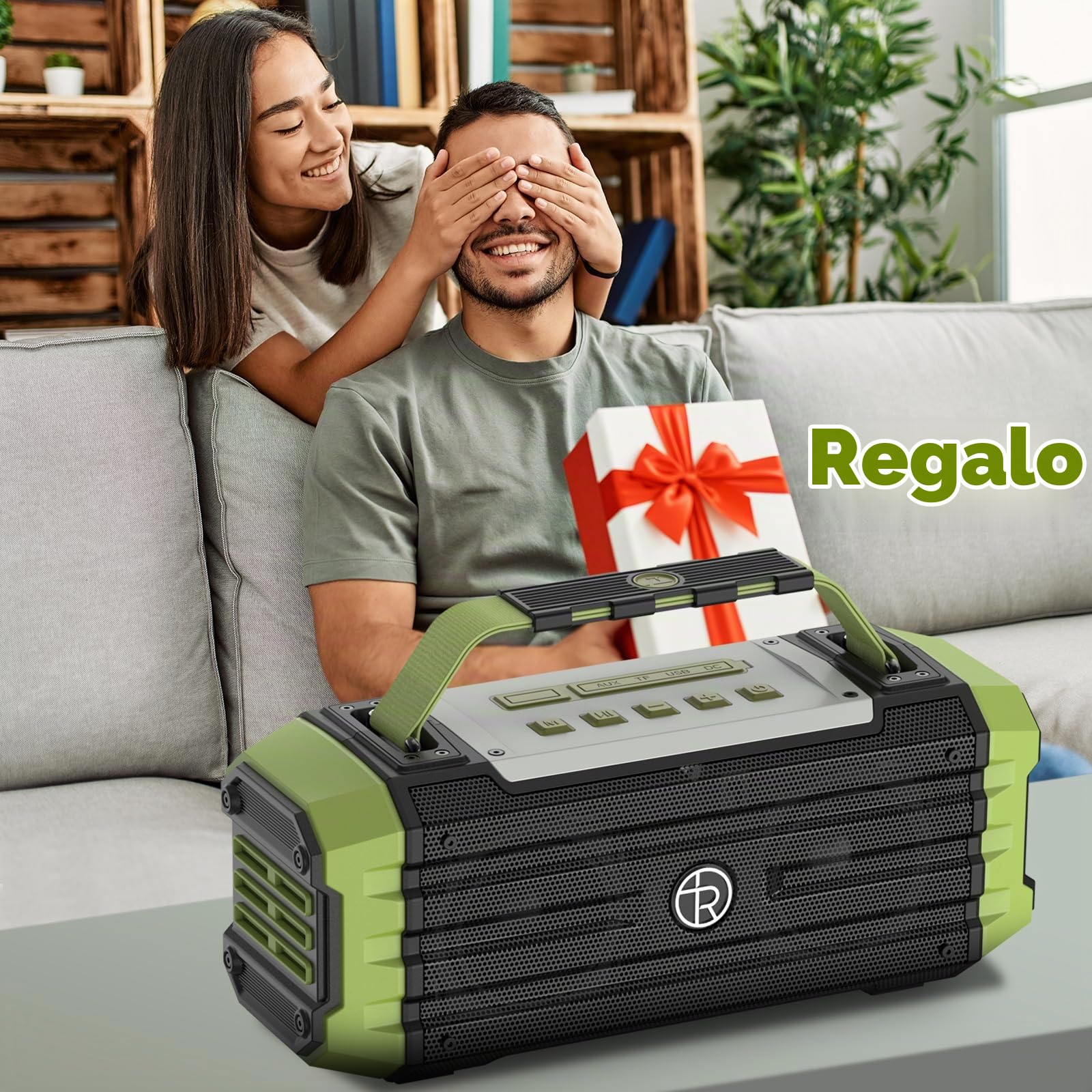Altavoz Bluetooth portátil de 120 W con pico de 80 W, emparejamiento TWS, graves profundos, altavoz de alta fidelidad, resistente al agua IPX6, Boombox de sonido DSP para exteriores, camping (Verde)