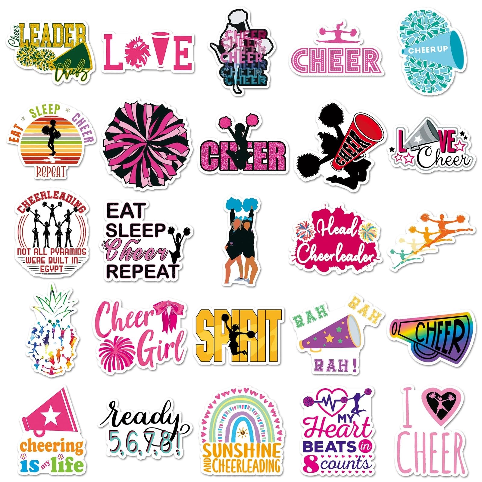 Cheer Stickers Cheerleader Stickers Pack 50PCs Vinyl Waterproof Decals,Perfect Cheer Gifts for Cheerleader Girls,Motivational Positive Stickers for Water Bottles Laptop Computer Luggage Cup - Image 2