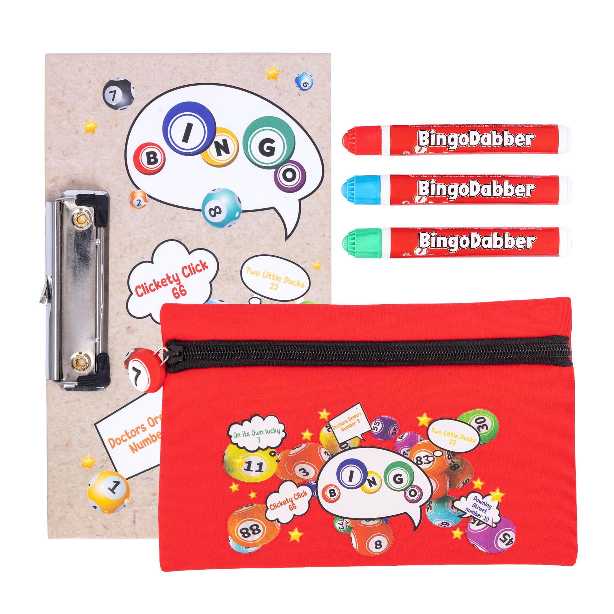 evelay Bingo Dabber Case Holder Gift Set, Red, 21.5 x 14 cm