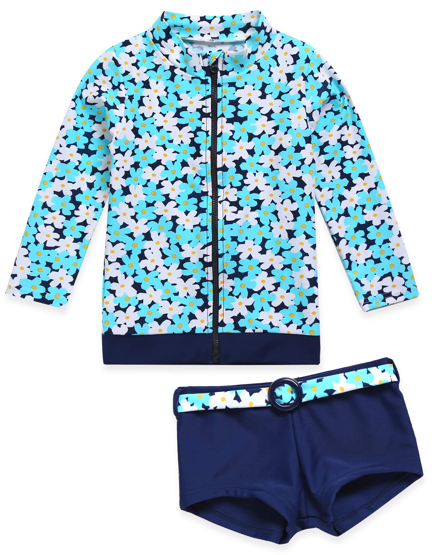 VAENAIT BABY Girls Rash Guard Swimsuit UPF 50+ Long Sleeve Toddler Bathing Suit Ribbon Stawberry Floral Fruit for 2~8Years