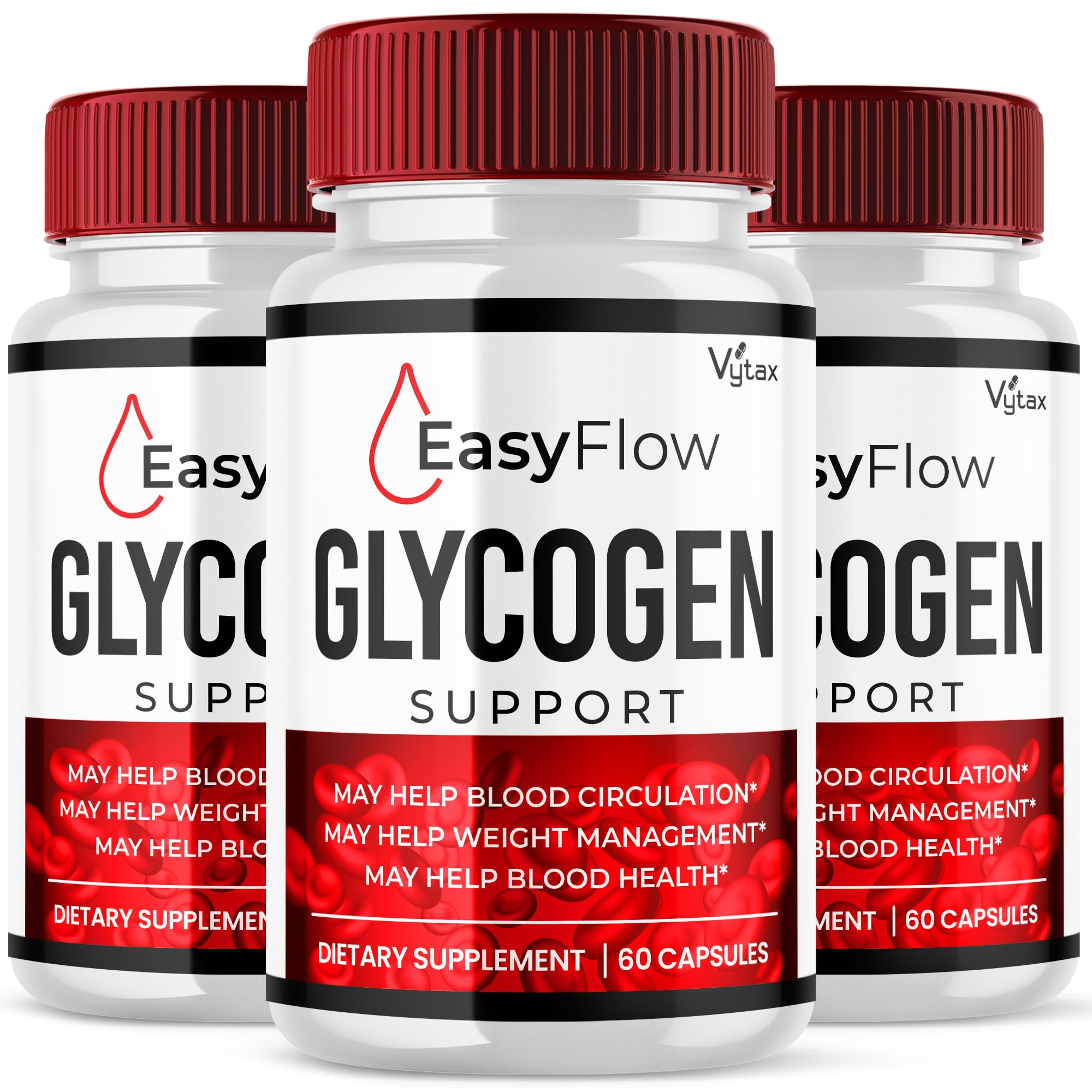 (3 Pack) Easy Flow Glycogen Support, Easy Flow Blood Support Capsules, Easy Flow Maximum Strength Blood Vitamin Supplement - All Natural Advanced Glycogen Support Healthy Blood Vessels (180 Capsules)