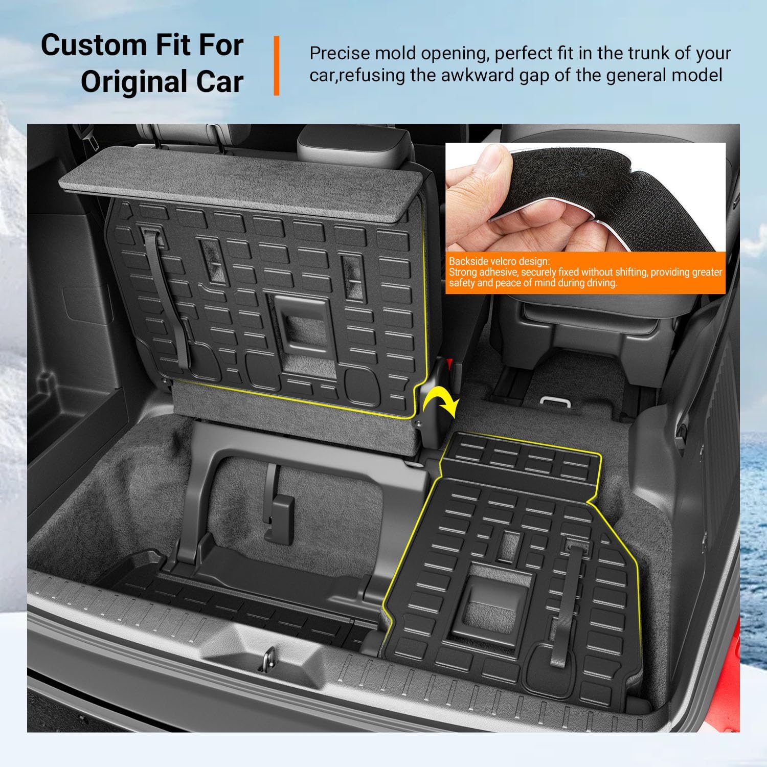 powoq 7&8 Seats Cargo Mat Compatible with 2021-2026 Toyota Sienna Trunk Mat Cargo Liner TPE Backrest Mat Trunk Liner Replacement for 2021-2026 Toyota Sienna Accessories (Trunk Mat+Backrest Mat) - Image 2