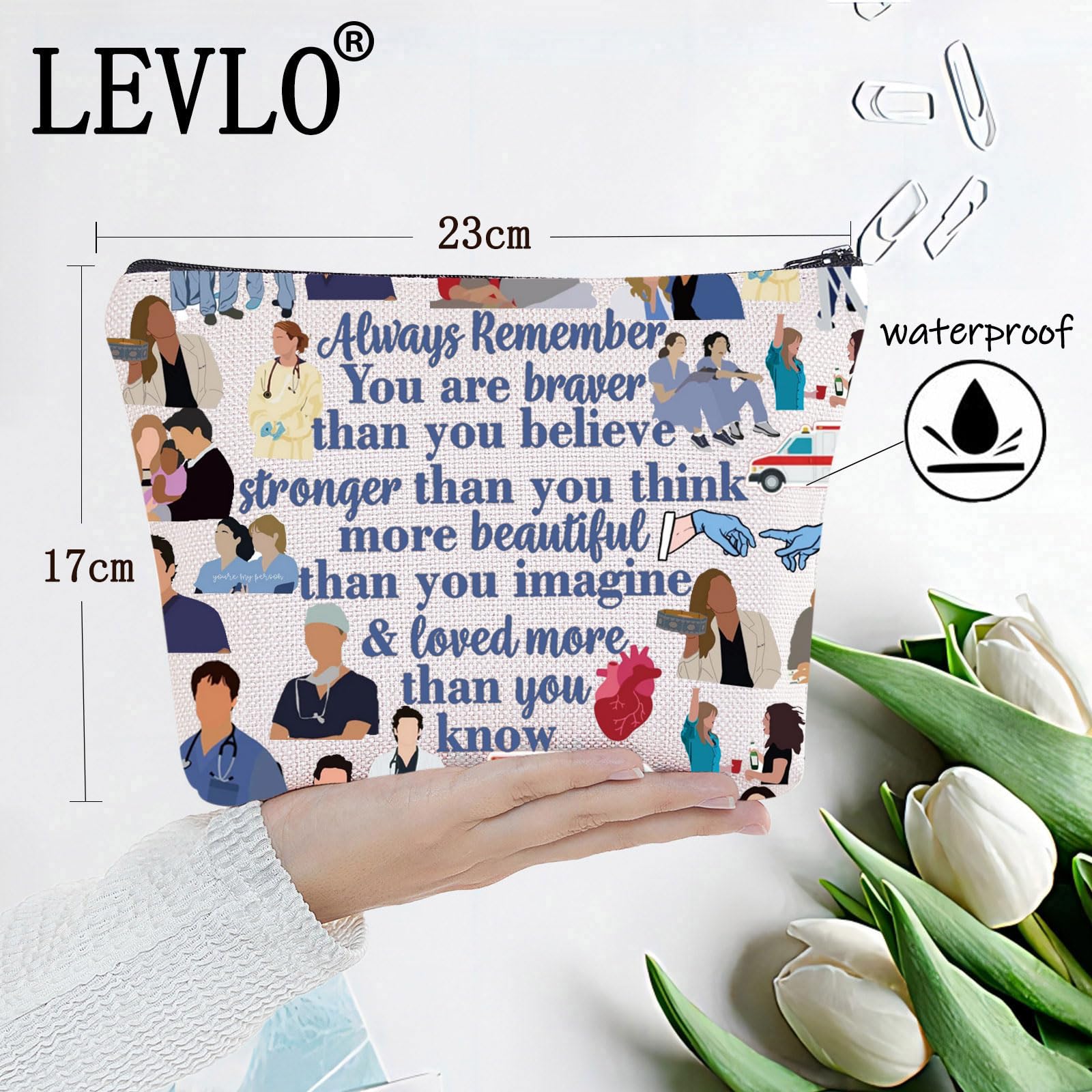 LEVLO Droctor TV Show Cosmetic Bag Derek and Meredith Inspired Fans Gift Droctor MeredithZipper Pouch Bag (Derek Full)