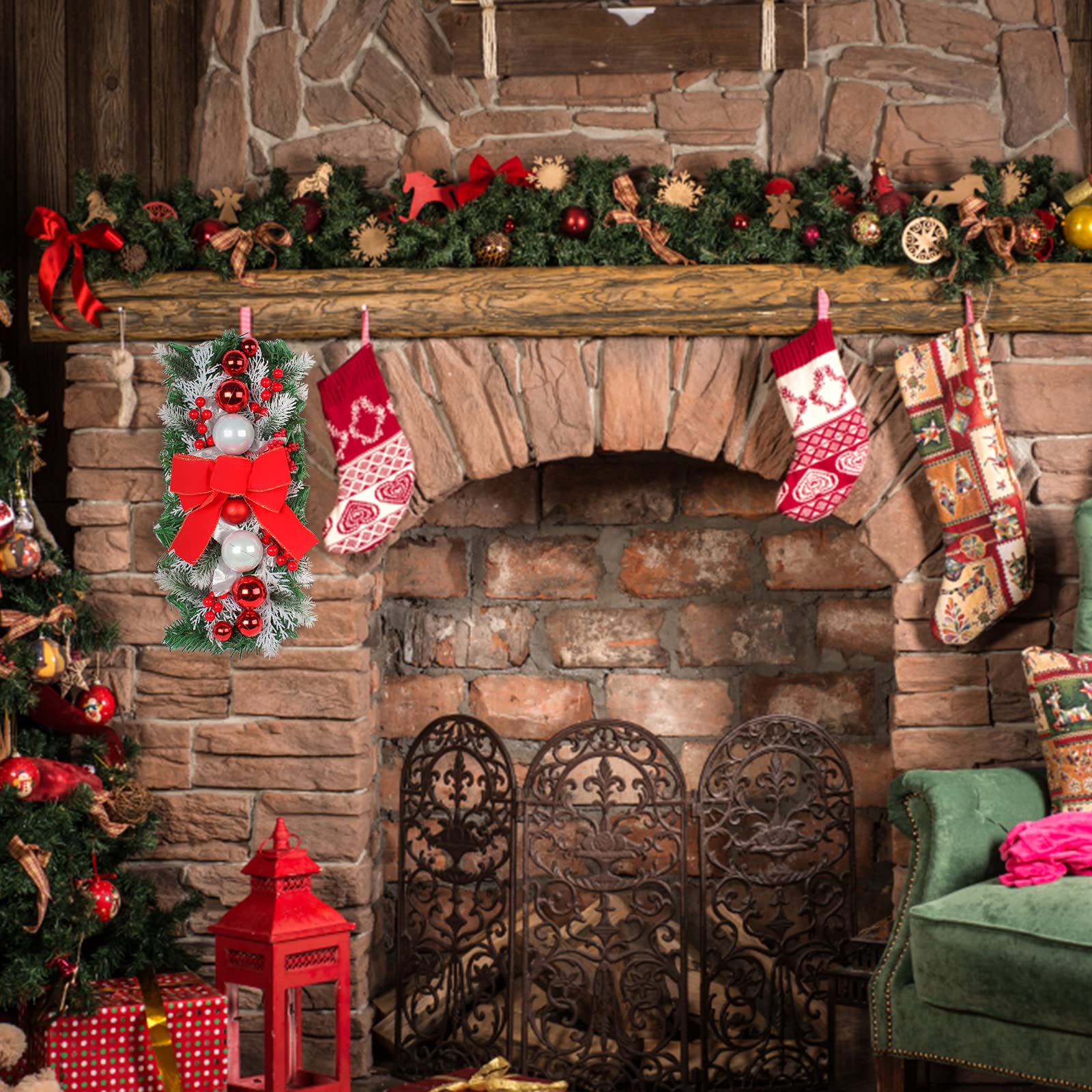 Ghirlanda Luminosa LED A Goccia Per Natale - 45 Cm, Rosso E Oro, Per Scale E Decorazioni