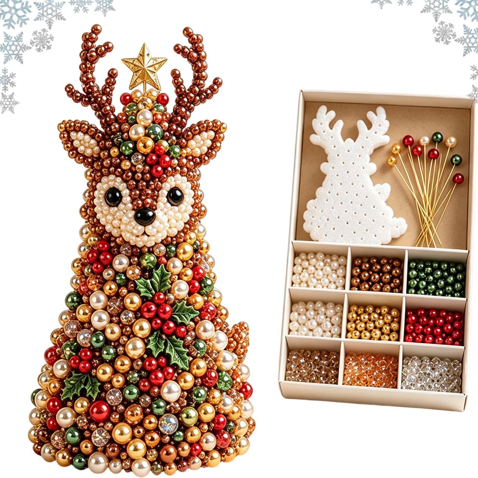 DIY Beaded Christmas Tree Kit, 3D Crystal Bead with LED Light (A008)