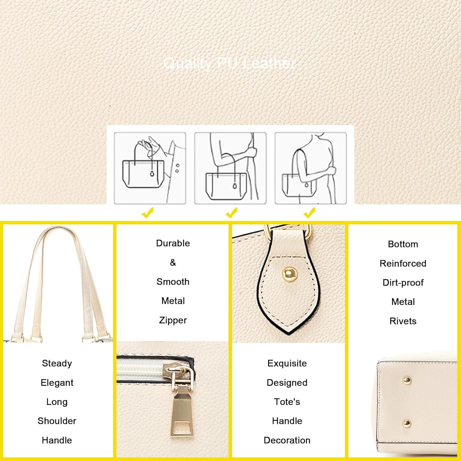 CHICAROUSAL Tote Bag for Women Large Handbags and Purses for Women PU Leather Womens Shoulder Bags - Image 7