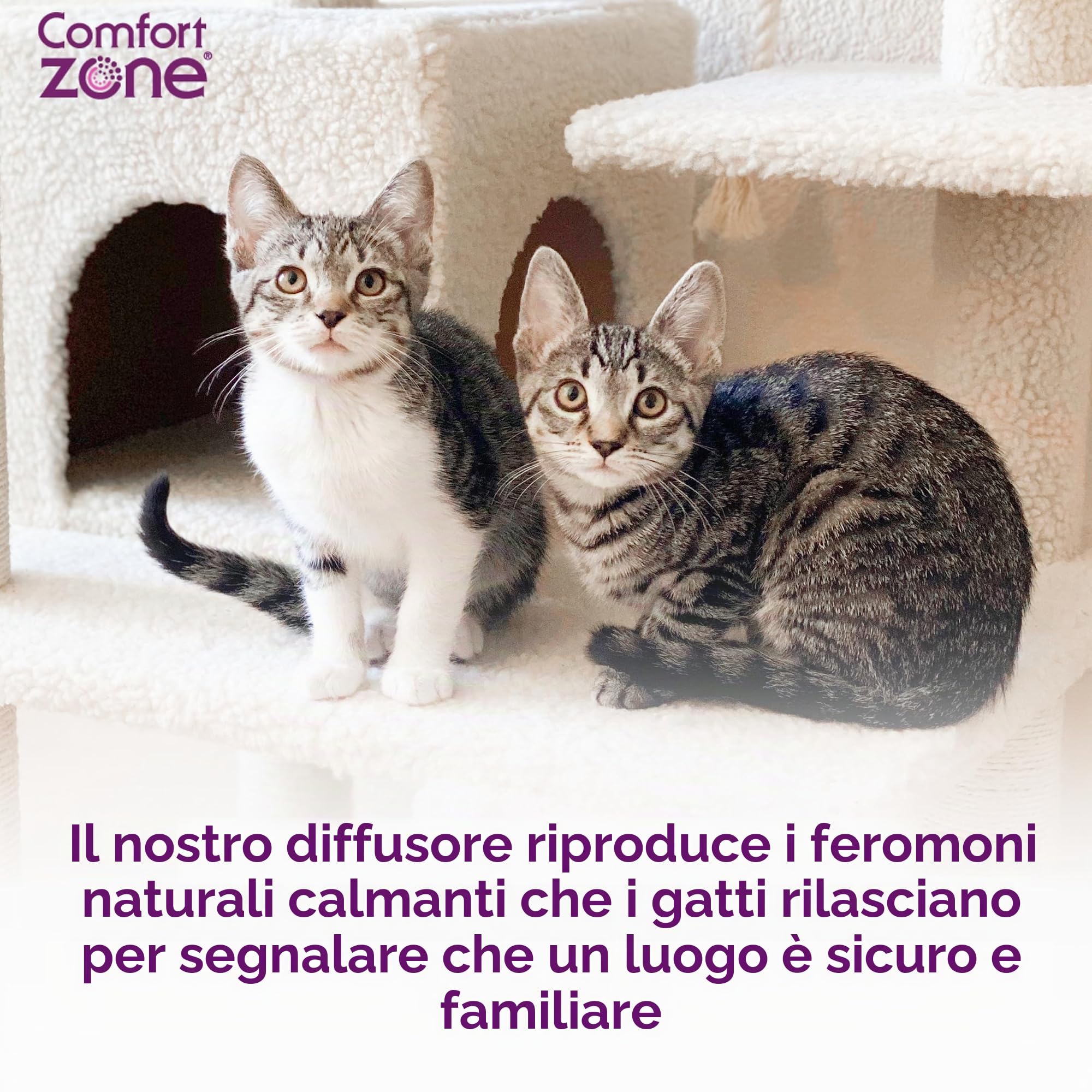 Confezione ecologica di 4 ricariche per diffusore Comfort Zone (120 giorni) – feromoni: riduce lo stress, la marcatura urinaria, i graffi e altri comportamenti problematici.