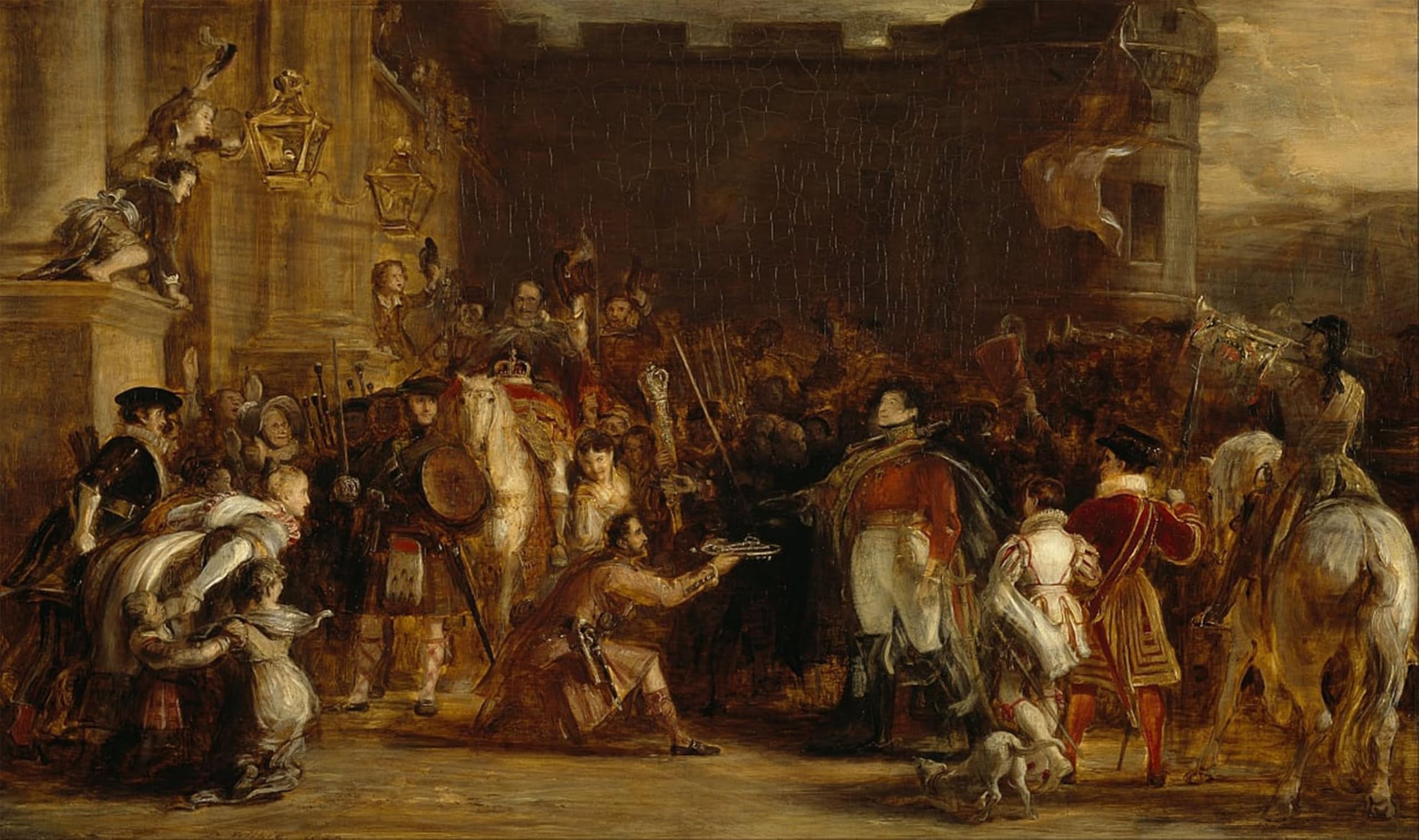 SERENDIPITP Aesthetic Poster Photo Wall Print Retro Picture the Entrance of George Iv At the of Holyroodhouse by David Wilkie Modern Wall Artwork for Home Decor 60x90cm