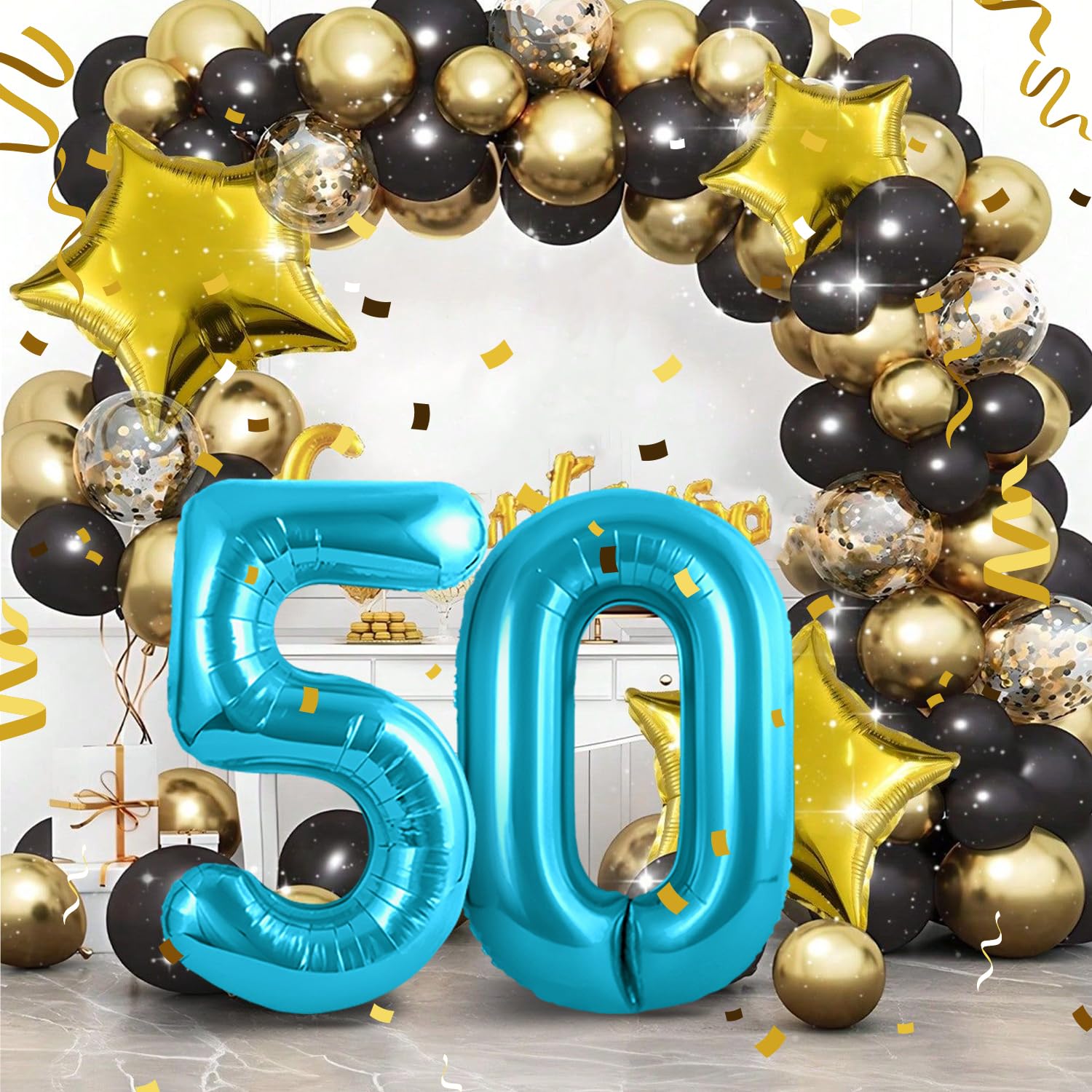 50th Number 50 Balloons 50,Blue 50 Balloon 40 Inch Giant Helium Foil Number Balloons for Men Women 50th Birthday Party Decor Anniversary Party Decorations Supplies