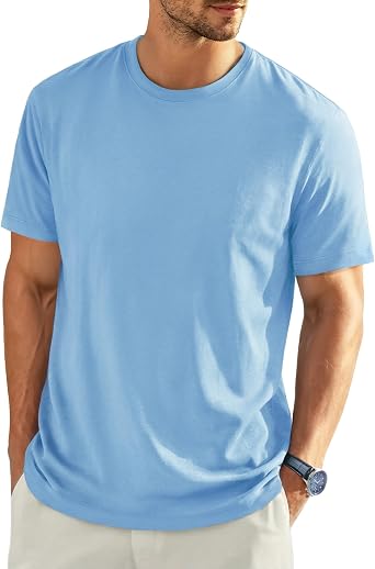 EKLENTSON Mens Short Sleeve Cotton T Shirt Crew Neck Basic Tee