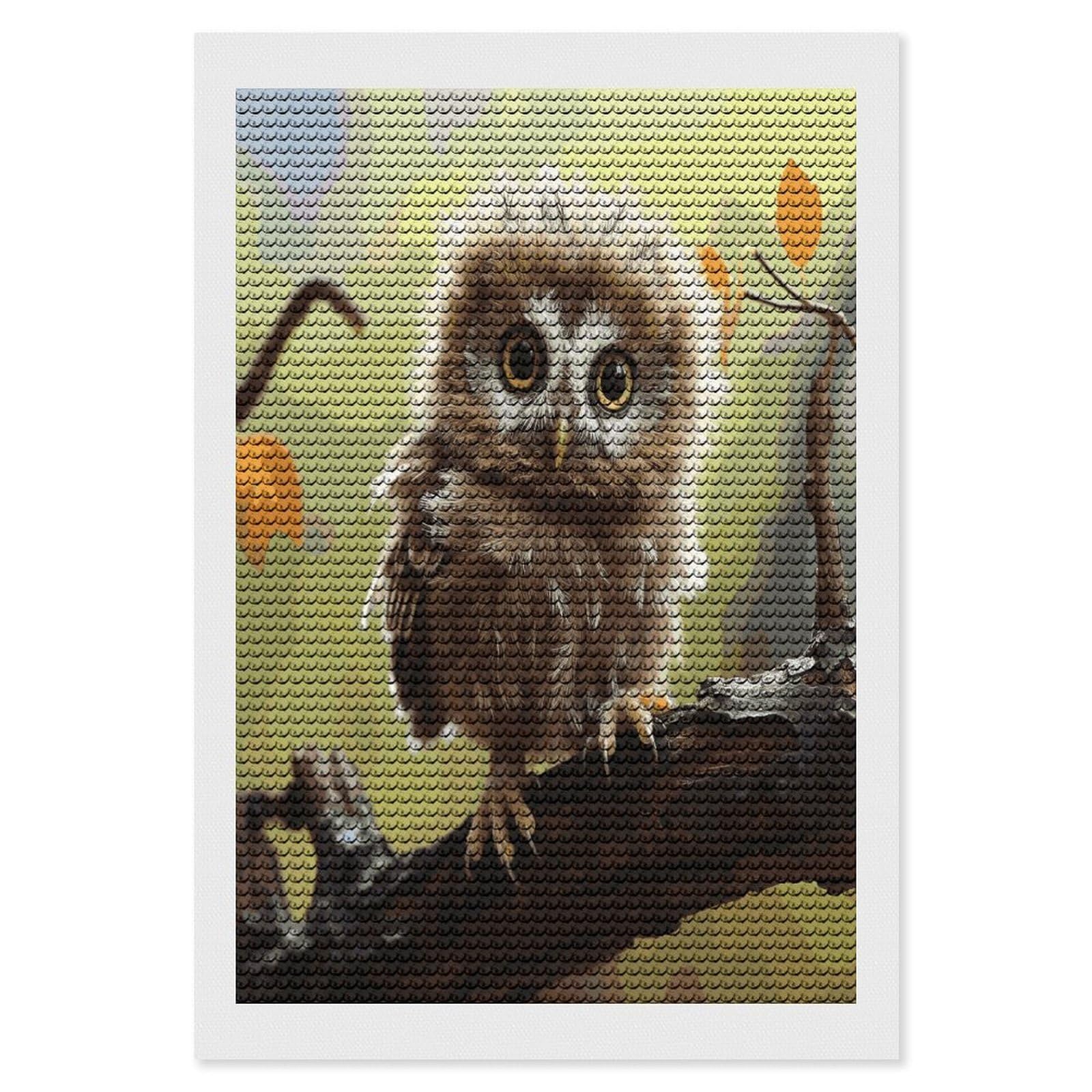 FekiLoot Real Cute Owls Diamond Art Kits for Adults Diamond Painting Kits for Beginners DIY Diamond Art Kits Round Full Drill Diamond Dot Gem Painting for Home Wall Decor Gift 8"x12"
