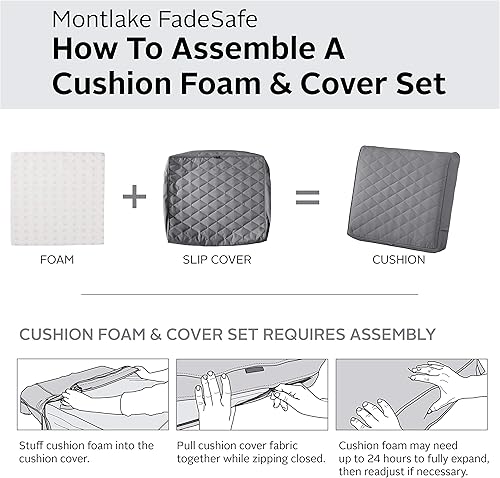 Miniatura 3 de Classic Accessories, Montlake - Cojín de respaldo ancho y acolchado de 21 x 20 x 4 pulgadas resistente al agua para patio, gris