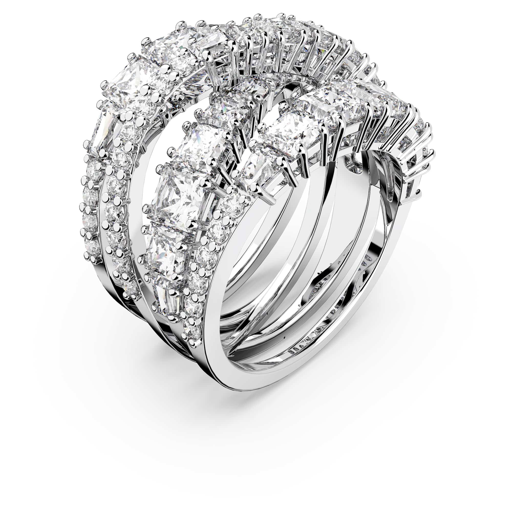 Swarovski Hyperbola bague, tailles mixtes, blanc, plaqué rhodium