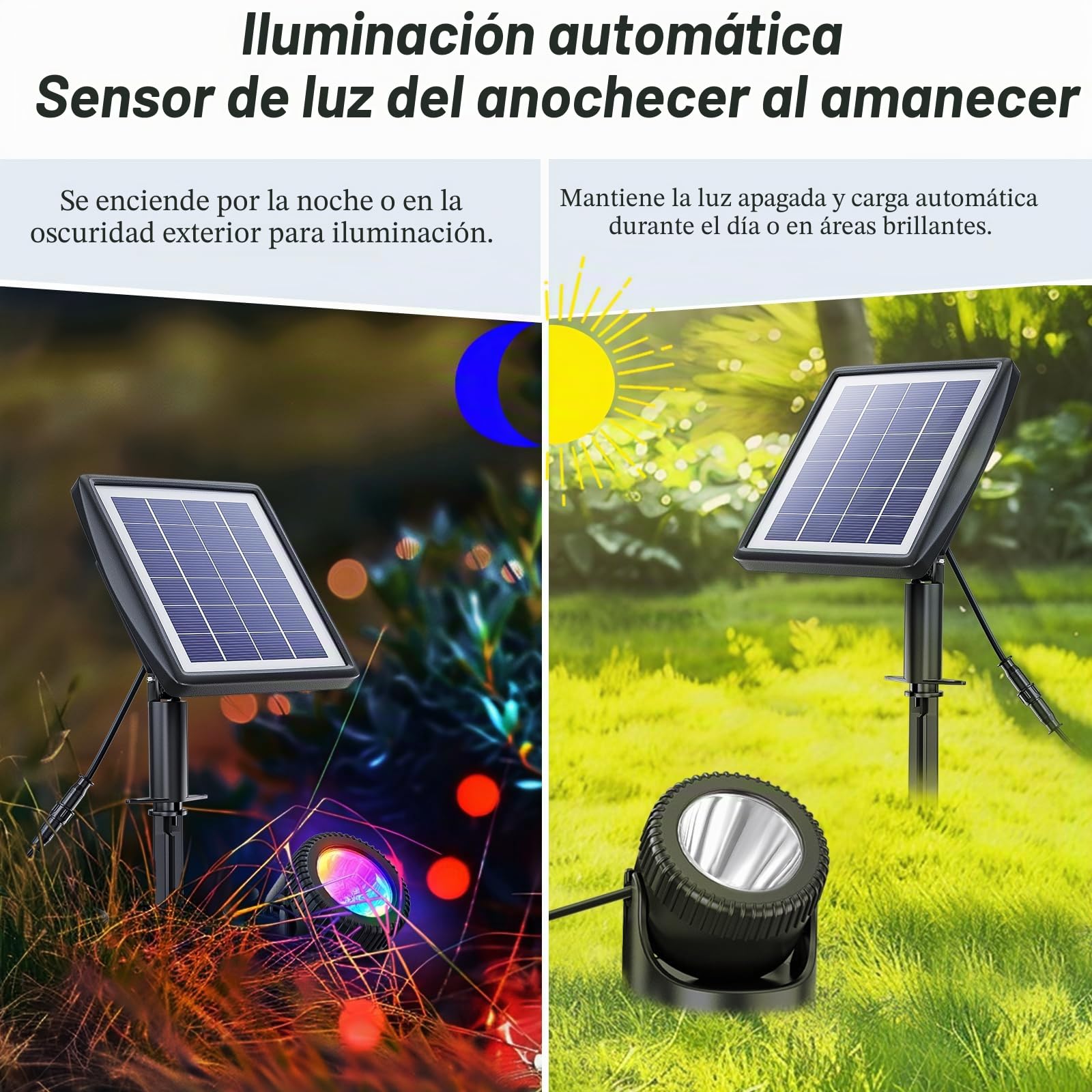 PChero Luces solares sumergibles para estanque, LED 3 en 1 RGB que cambian de color, luz subacuáticas impermeables para peceras, jardín y patio