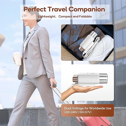 Miniatura 9 de Newbealer Vaporizador de viaje de doble voltaje, vaporizador de mano de 120 V220 V para ropa, vapor horizontal y vertical de 1200 W, calentamiento