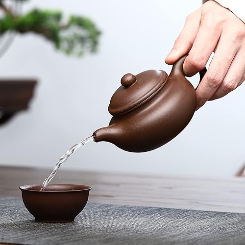 Miniatura 2 de Zisha - Juego de tetera Yixing, tetera de arcilla genuina de 7.2 onzas con 2 tazas, juego de té Kongfu para principiantes, color arcilla morada