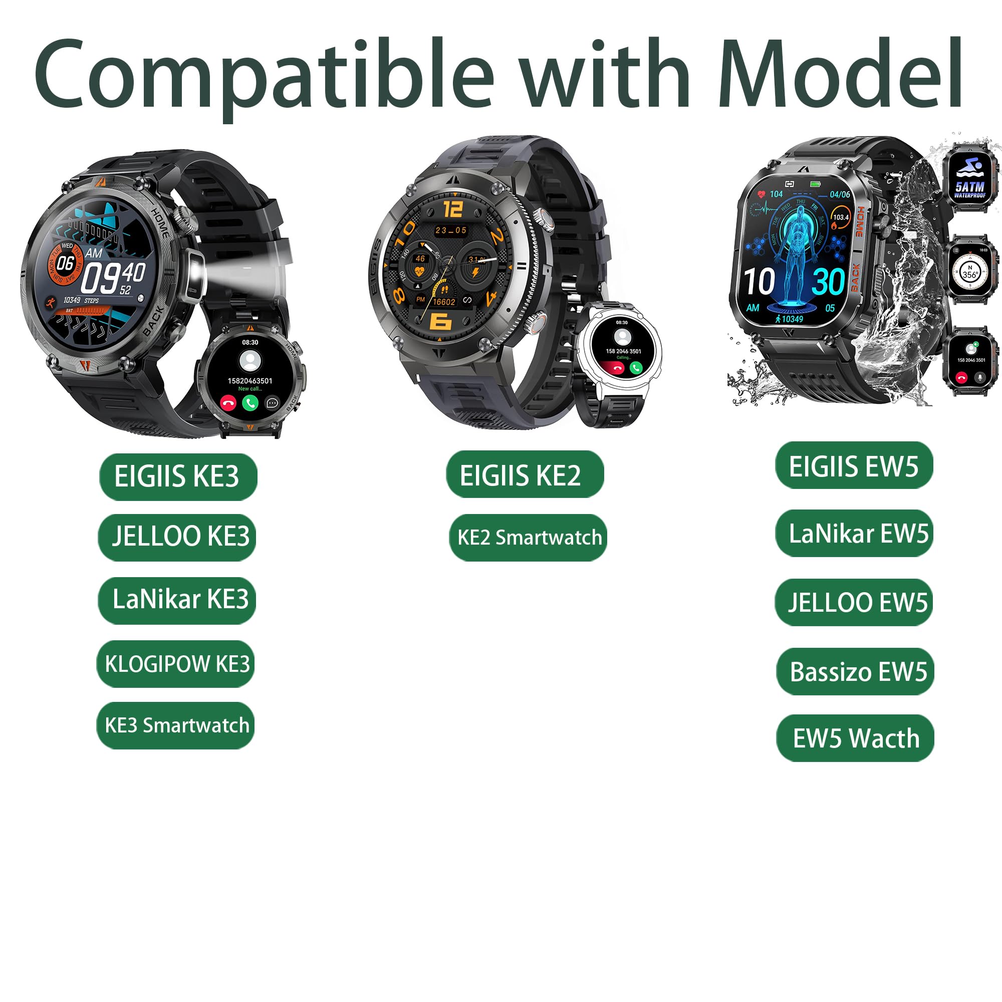 Compatible with EIGIIS Smart Watch Charger, Magnetic USB Replacement Charger Compatible for EIGIIS Smart Watch (Black, for KE3, KE2, EW5 Smartwatch)