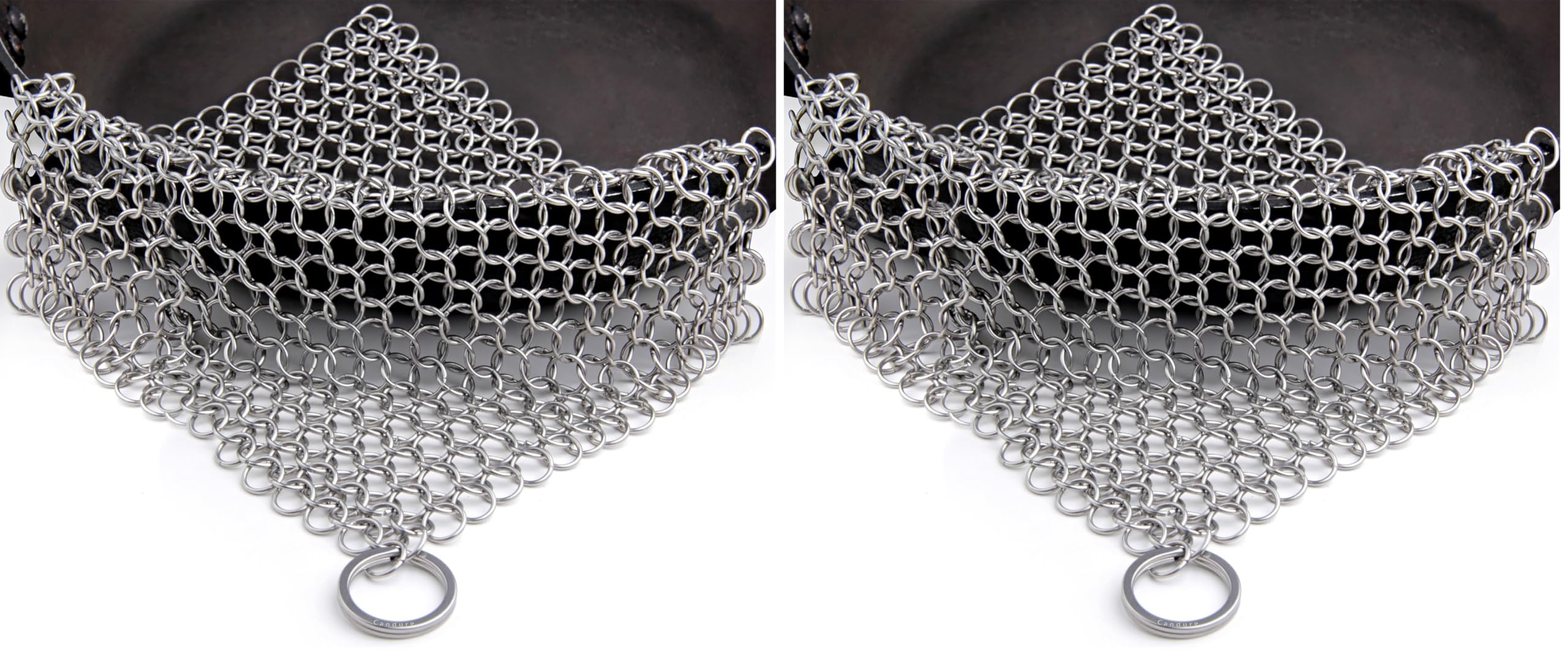 Candure Limpiador de Hierro Fundido - Acero Inoxidable de 17 x 17 cm Depurador de COTA de Malla para Todo Tipo de Parrillas, Sartenes, Parrillas y Hornos Holandeses — view 8