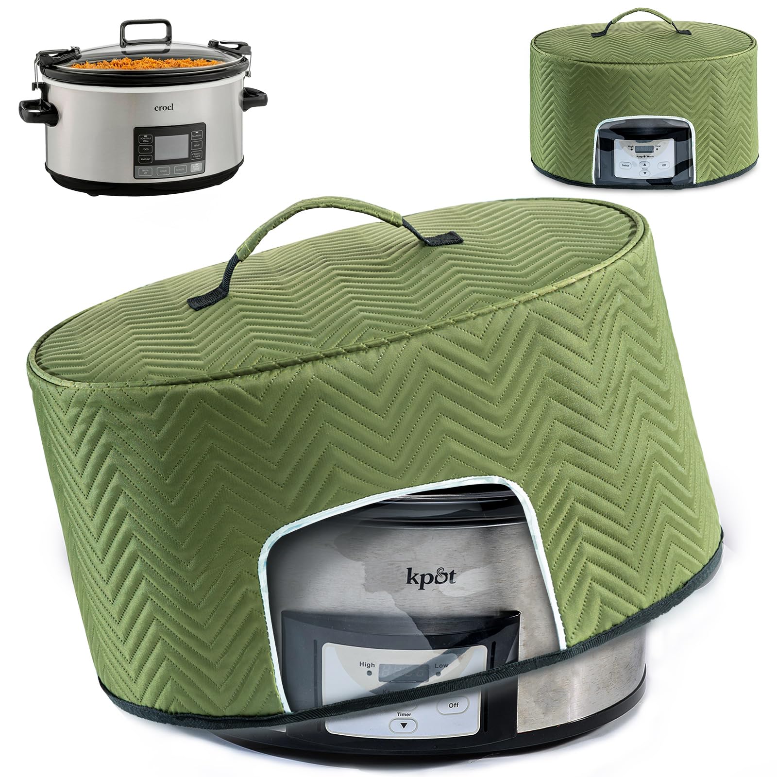 BAGSPRITE Slow Cooker Cover with Aluminum Foil Lining for Crock-Pot &amp; Hamilton Beach 6, 7, 8 Quart Oval Slow Cookers – Appliance Dust Cover with See-Through Window