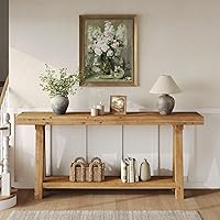 Vista 4 de 70.9-Inch Solid Wood Console Table for Entryway, Farmhouse Long Sofa Table with Shelves for Living Room, Hallway, Foyer, Easy Assembly