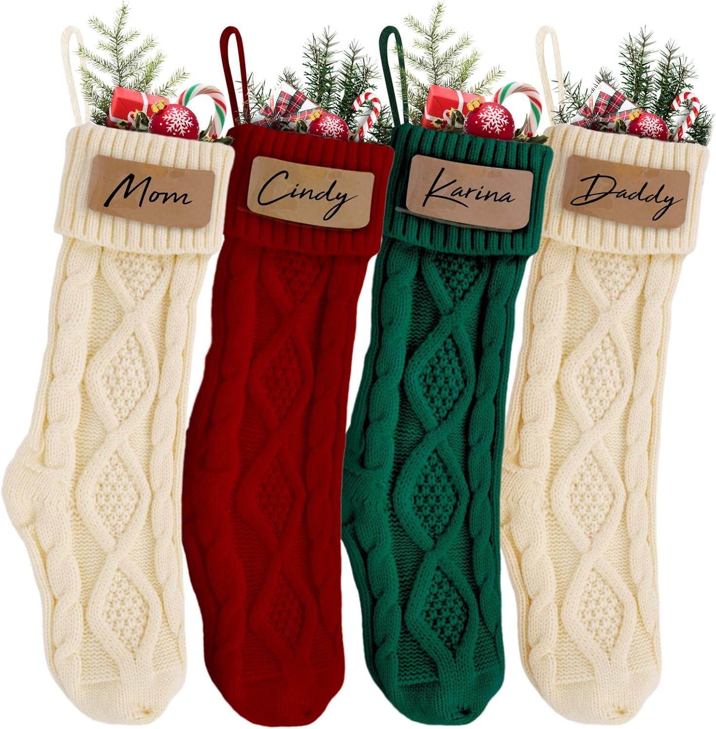BBKON Personalized Christmas Stockings, 4 Pack Christmas Stocking With