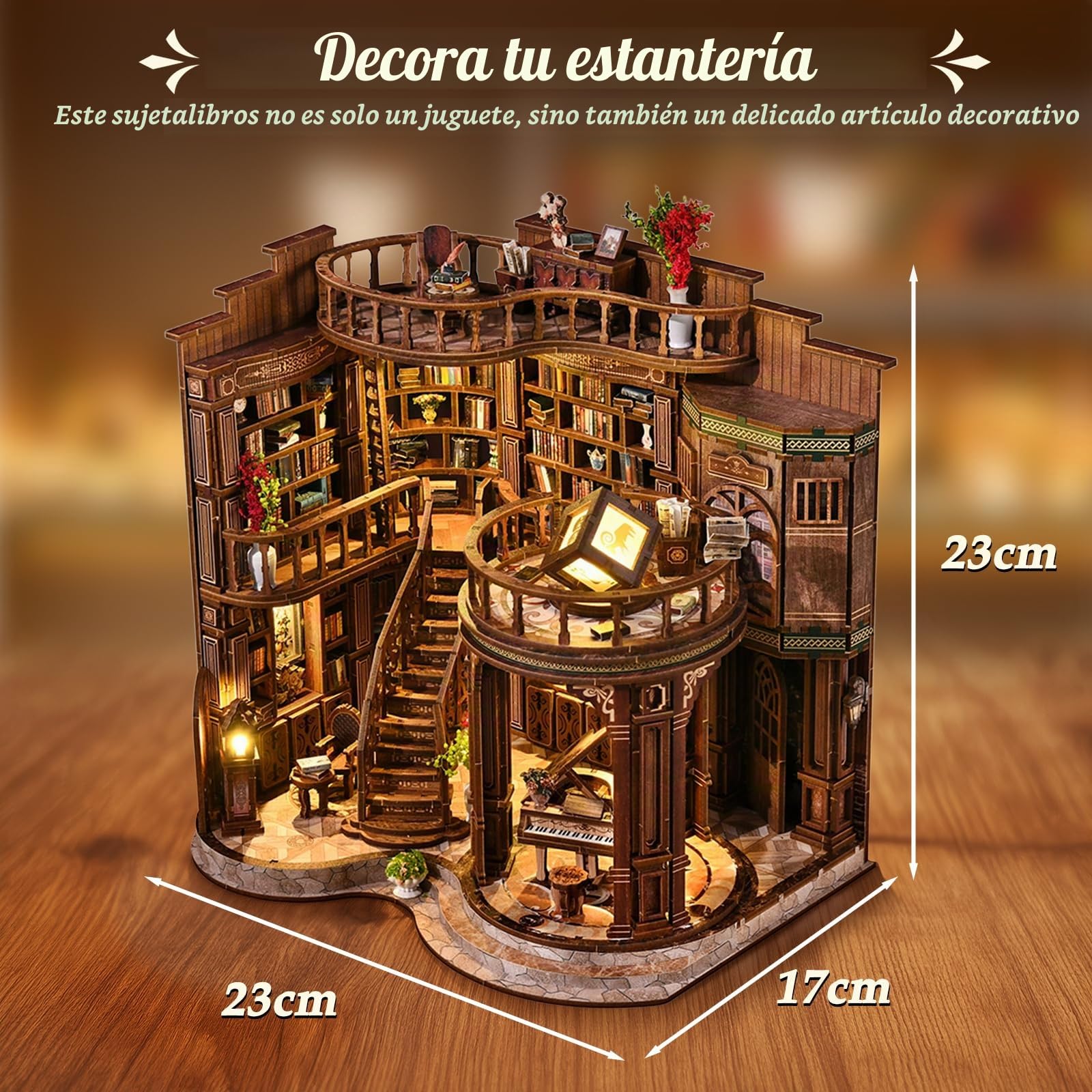 DIY Book Nook De Madera 3D Para Adultos – Librería De Ensueño Con Luces LED, Nivel De Dificultad 5, Requiere Montaje De 6-10 Horas