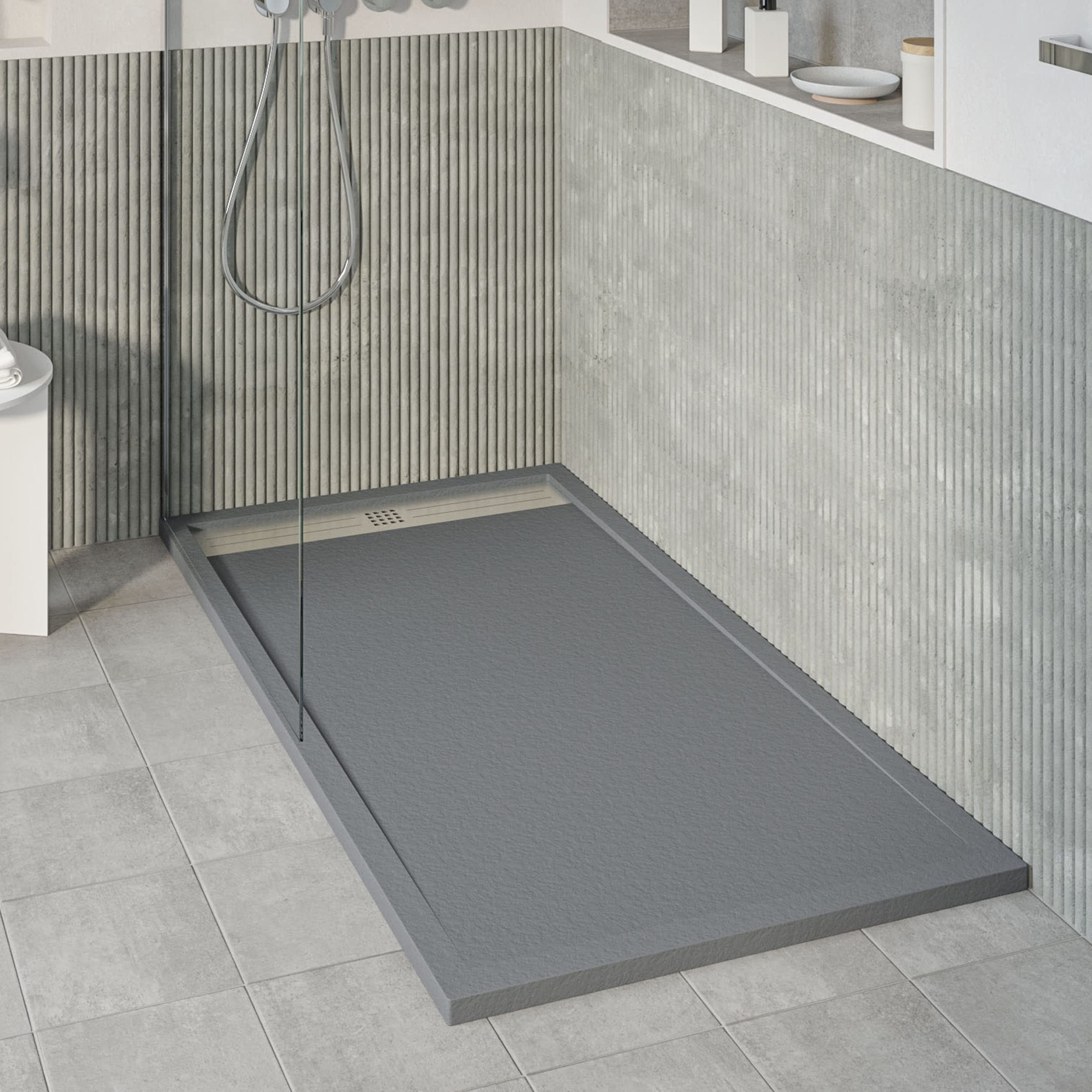 KOES - Plato de Ducha de Resina Modelo VOIGA – 70x100 – Antracita RAL 7016
