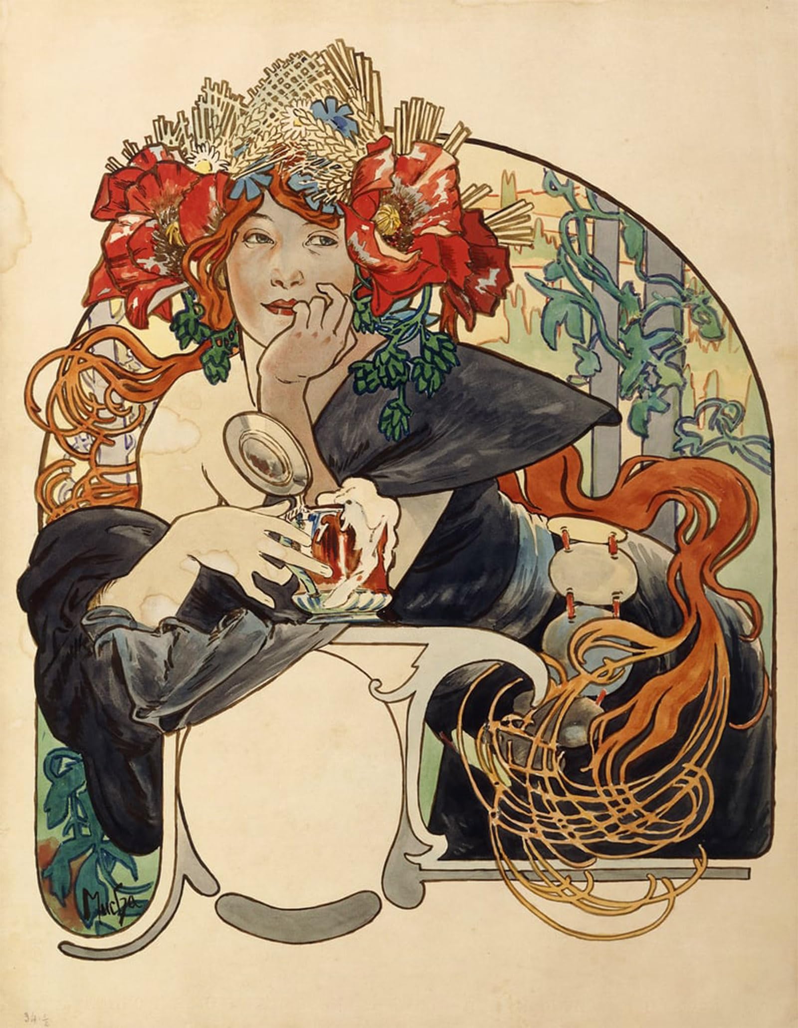 SERENDIPITP Retro Picture Poster Wall Art Pictures Painting Amants by Alphonse Mucha Wall Art Canvas Print for Wall Decor 60x90cm