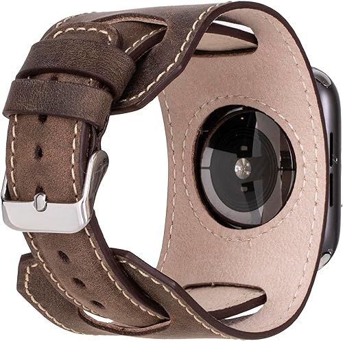 Miniatura 10 de Cuff Watch Band Compatible with Apple 41mm for men & women, Handmade Genuine Leather, Compatible with iWatch Series 7 6 5 4 3 2 1 SE, Wrist Bracelet