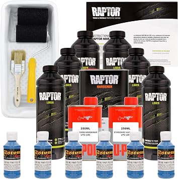 U-POL Raptor Reflex Blue Urethane Spray-On Truck Bed Liner Kit and Roller, Tray & Brush, 6 Liters
