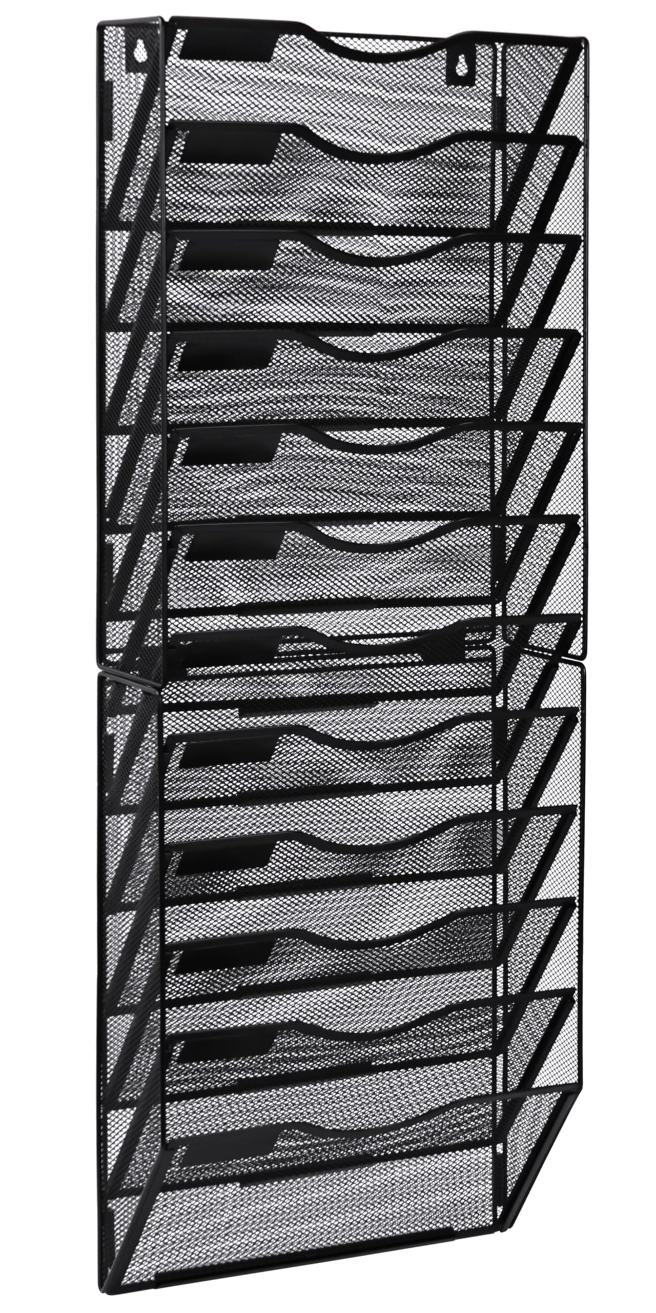 TQVAI 12 Compartimentos Malla Metal Revistero Pared Documentos Organizador Papeles A4 Colgante Oficina Archivador de Organizador Herramientas Pared, Negro